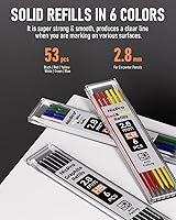 Vista 3 de Nicpro Paquete de 5 lápices de carpintero con sacapuntas y soportes, juego de lápices mecánicos de carpintero con 53 recargas, lápices de carpintero