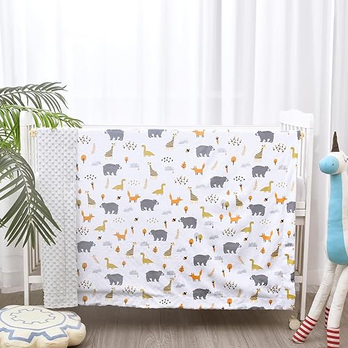 Miniatura 6 de PHF Minky - Manta de bebé para niños y niñas, 50 x 60 pulgadas, manta neutra de doble capa con respaldo de puntos, manta de recepción unisex para