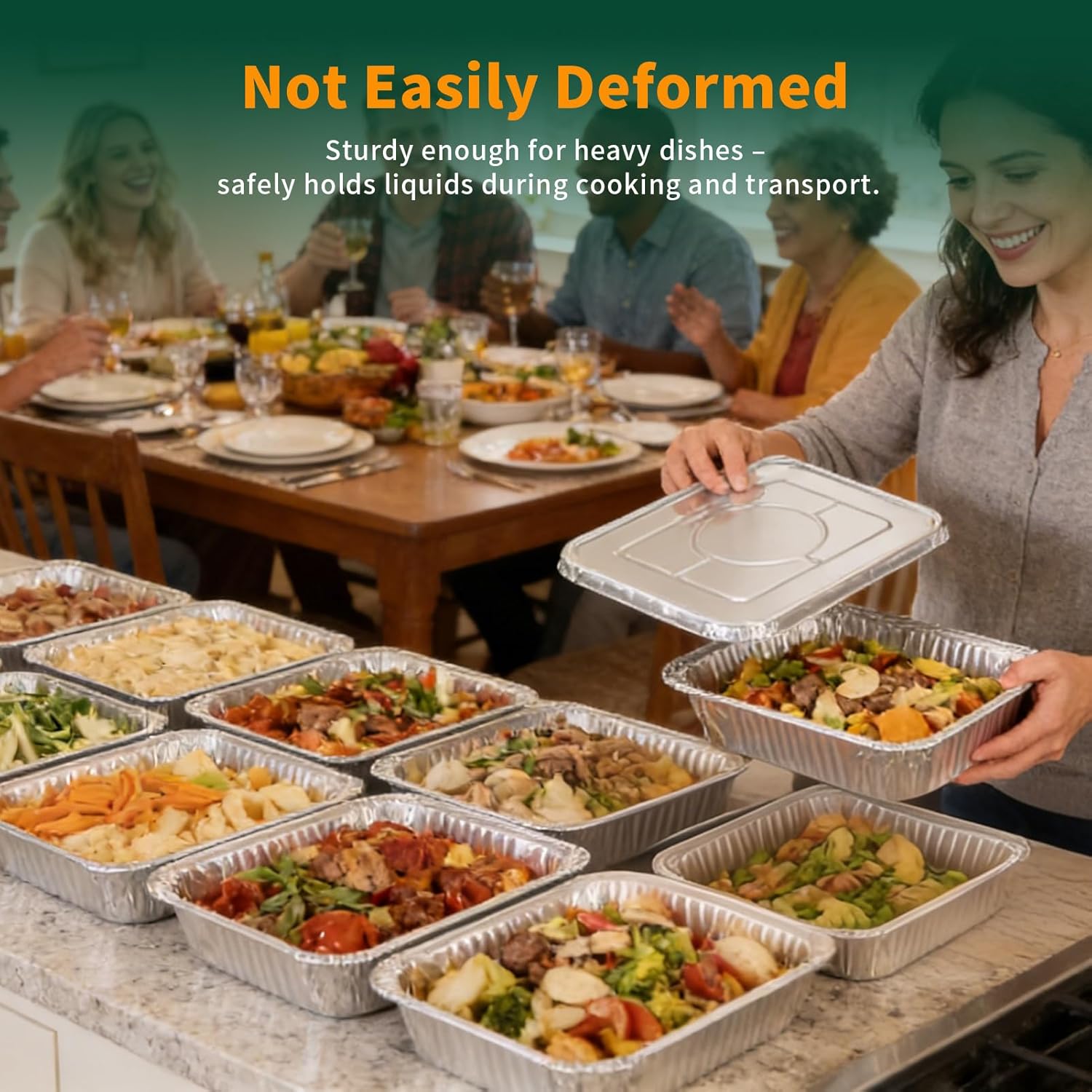 Aluminum Foil Pans with Lid 9x13 Disposable Baking Pans 25 Pack Heavy Duty Half Size Tin Foil Trays for Steam Table, Roasting, Cooking, Heating, Freezing Food
