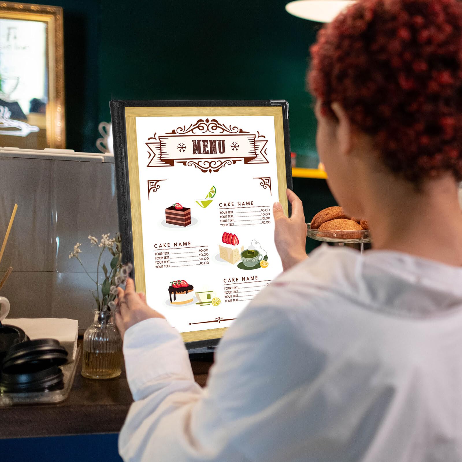 Porta Menù Trasparente 6 Pagine Cartelle Menu Ristorante in Pvc Resistente per Carta Vini e Bevande Uso Professionale Horeca