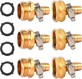 Sanpaint Brass Garden Hose Repair Kit - 1/2" Barb to 3/4" GHT Connector Mender with Stainless Clamps, 3 Sets