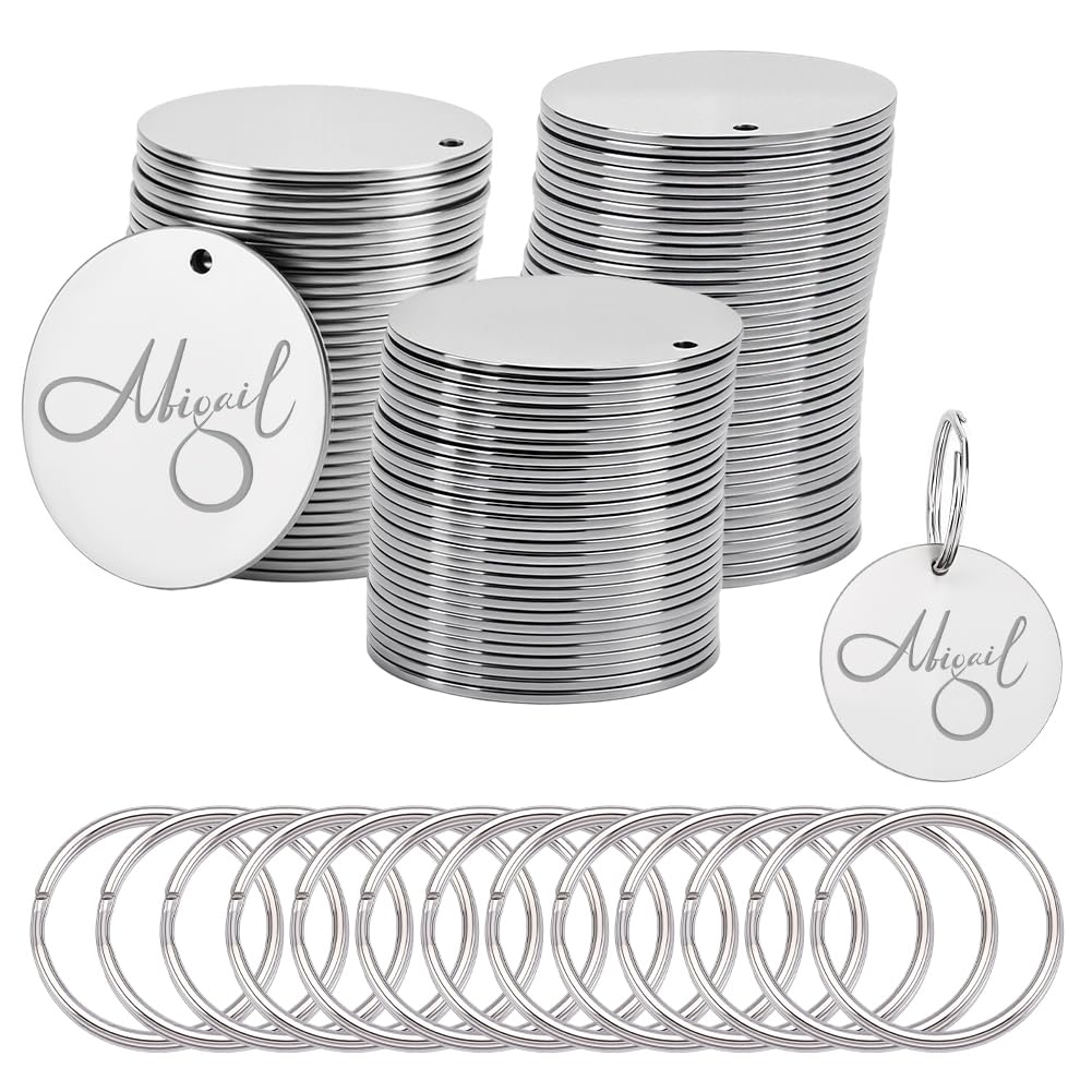 arricraft 150 Pcs Stainless Steel Blank Dog Tags, 1.2 Inch Round Metal Engraving Tags for Pet ID, Jewelry Making, Keychain Accessories, Stamping Projects