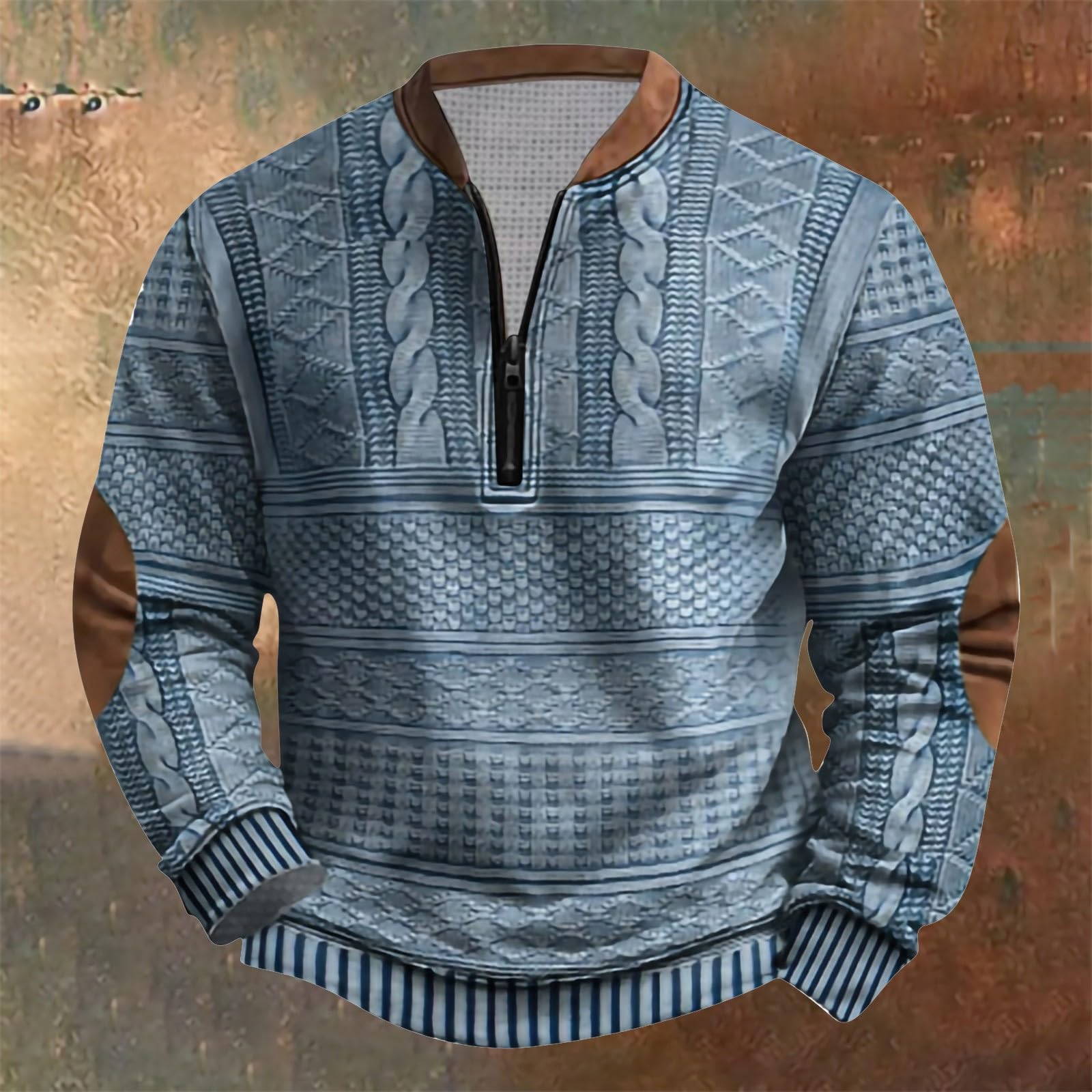 2025 Sudaderas Hombres,Sudadera Hombre Sin Capucha Casual Cuello V Media Cremallera Pullover Hombre con Moda Estampado Informal Deportivos Sweatshirt Outwear Sueltos Deportivos Jogging Sudadera