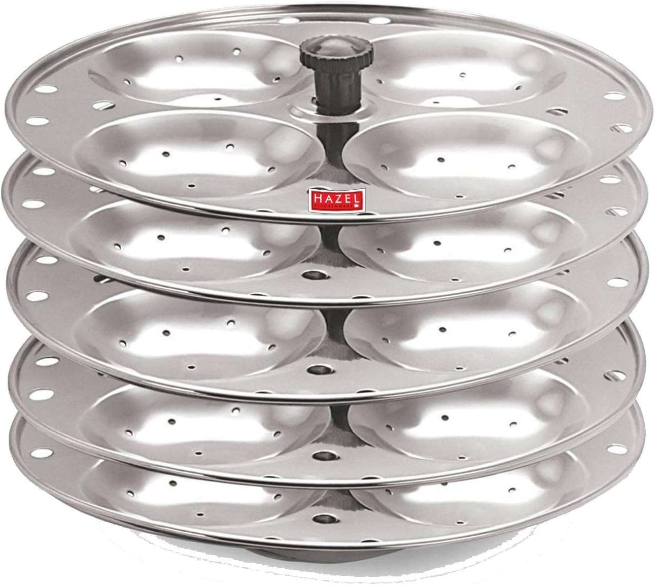HAZEL Idli Stand Stainless Steel | 5-Rack Idli Plates for 20 Pieces Regular Size Idli Preparation | Supreme Quality Food Grade Idli Stand Ideal for Daily Usage