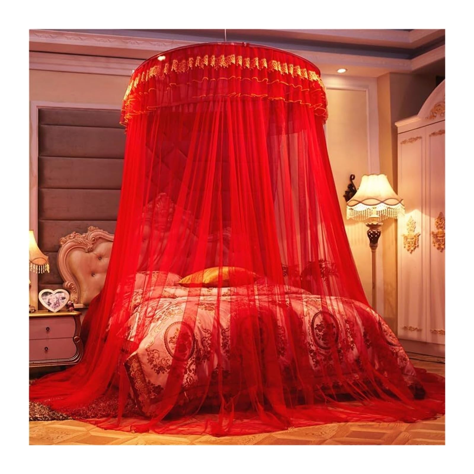 Moustiquaire de lit double couche grand dôme rond protecteur