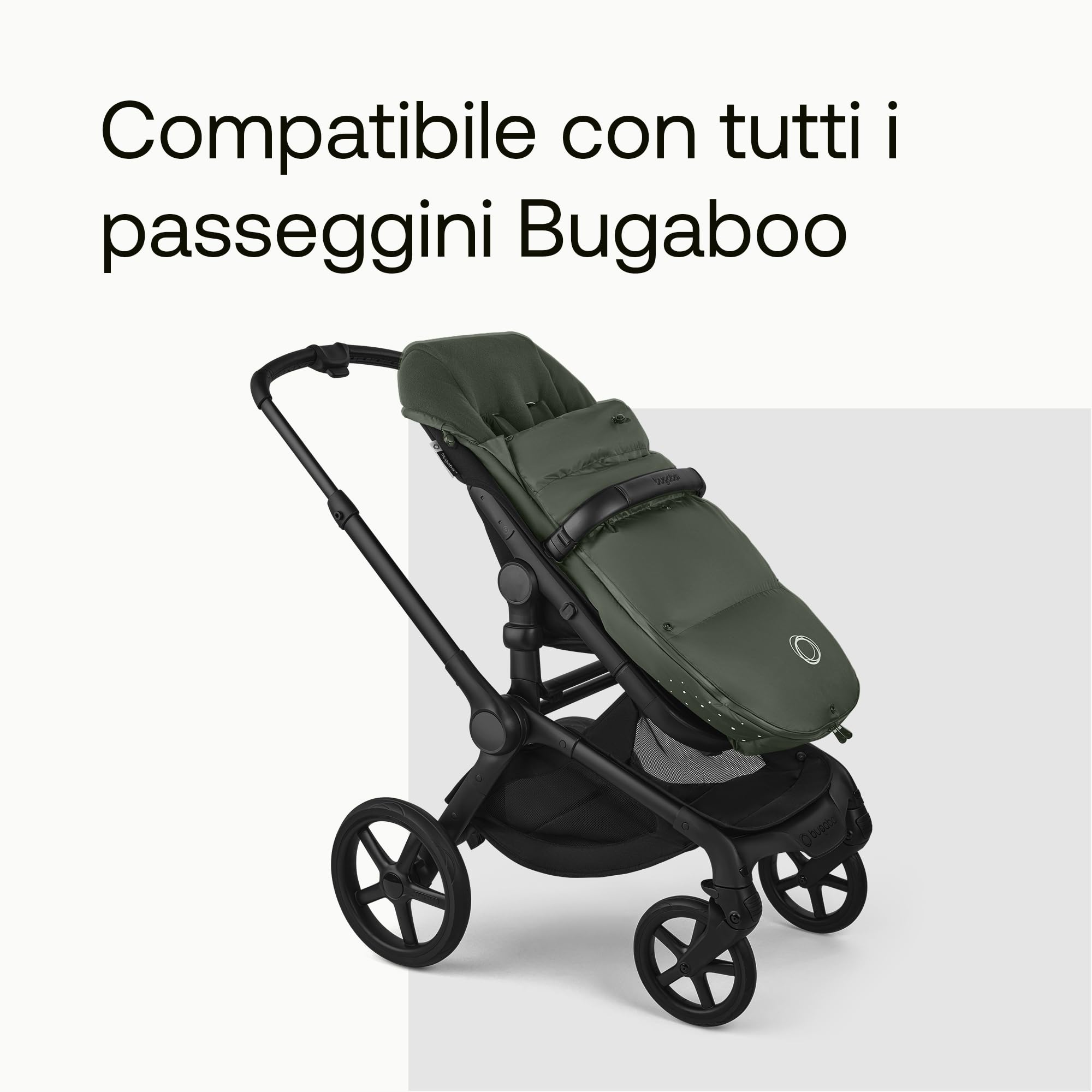 Bugaboo Thermolite Performance Sacco a Pelo da Passeggino o Carrozzina | Inserto Rimovibile, Protezione Scarpe, Cerniere Impermeabili, Imbottitura Calda - Forest Green