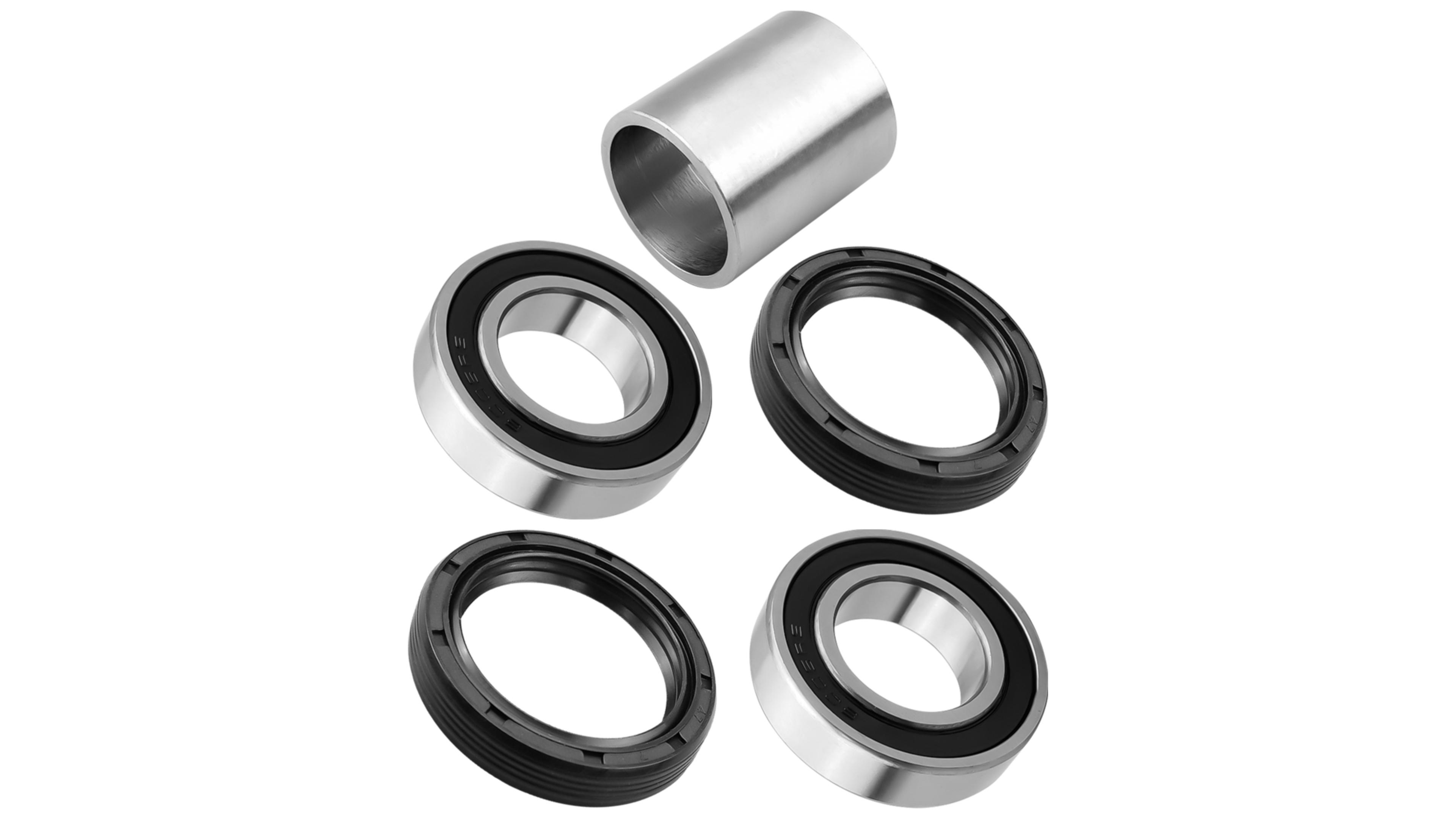 Image of Front Axle Wheel Bearings Seals & Spacer /Collar Kit Fits for Kawasaki Mule 2510 2520 3000 3010 3020 4000 4010 1993-2023 Replace 92045-3707 92049-1025 92027-1538