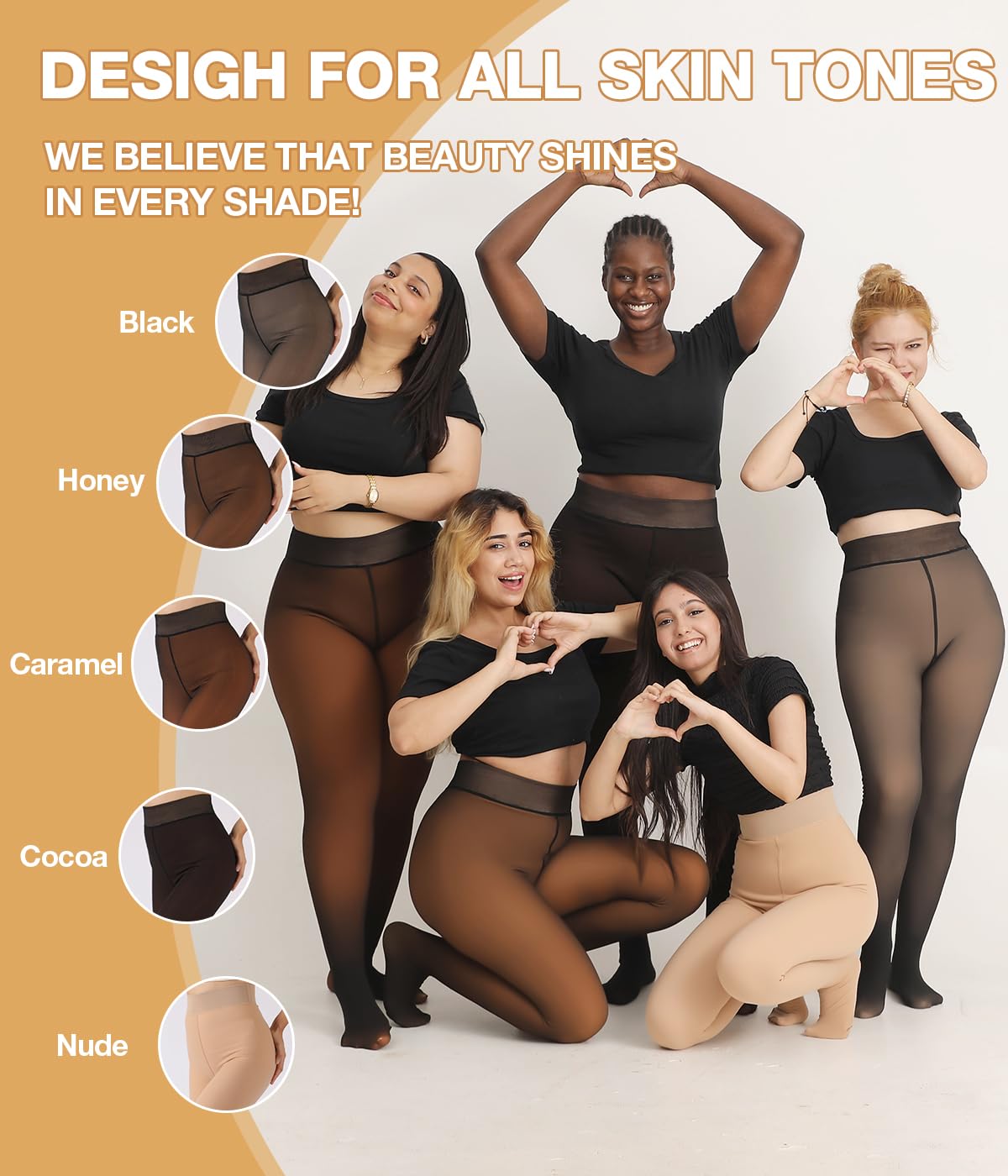 MERYLURE Collants doublés en polaire pour femme, grande taille, faux translucide, couleur peau, leggings d'hiver chauds, collants thermiques épais