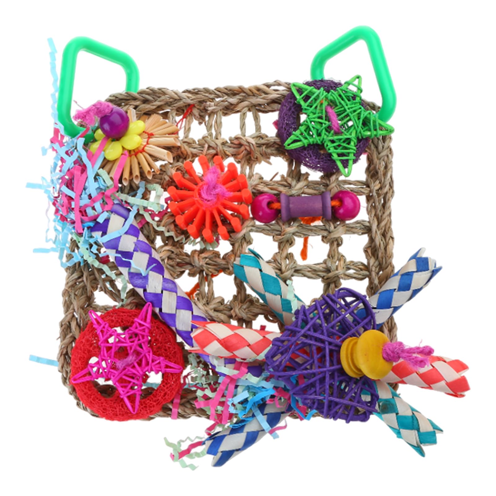 NEWFT Bird Foraging Wall Toy Edible Woven Climbing Mat with Colorful Chewing for Parakeet Conure