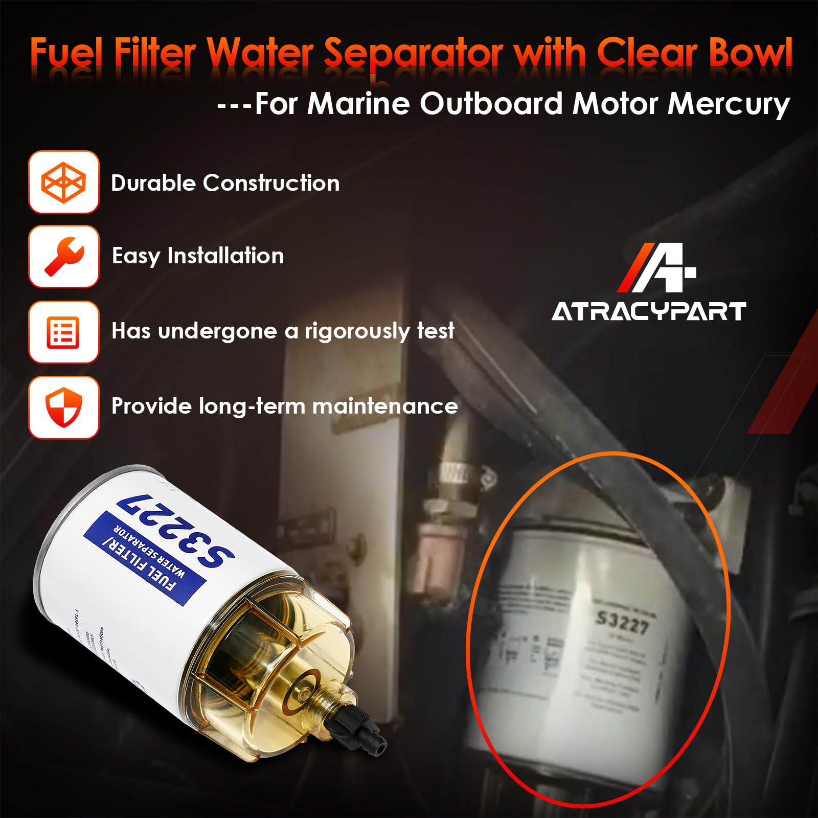 Amazon.com: S3227 Fuel Filter Water Separator with Clear Bowl