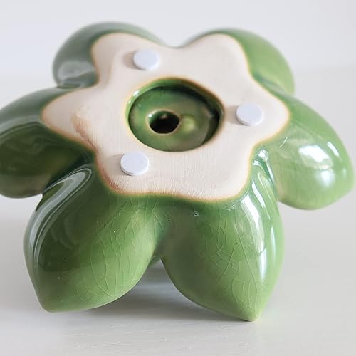 Vista 14 de Mesa de cerámica suculenta flores con base estable, mesa decorativa hecha a mano 3D (Cactus)