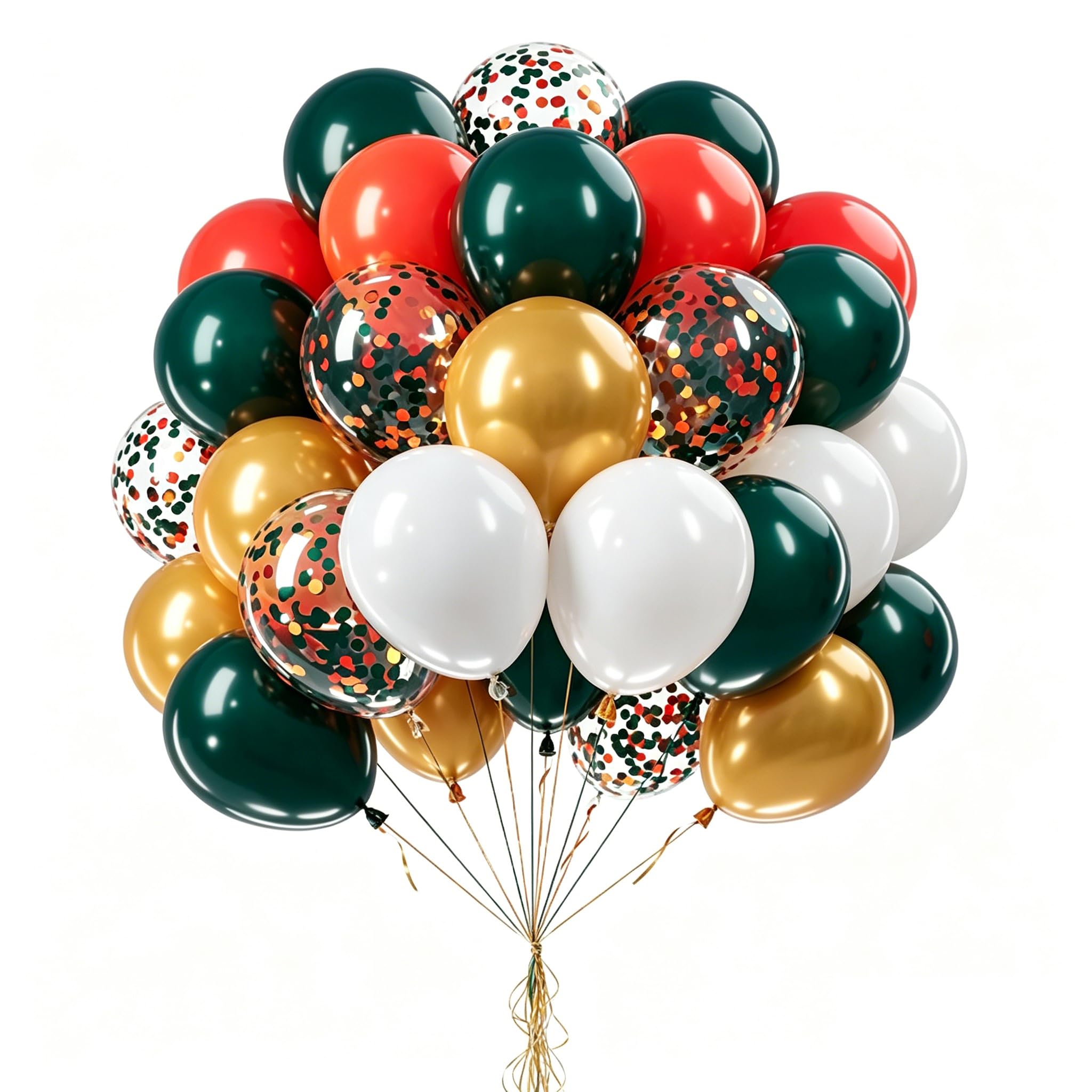 62 pcs Red, Green, White, Gold, Red And Green Confetti Balloons Set