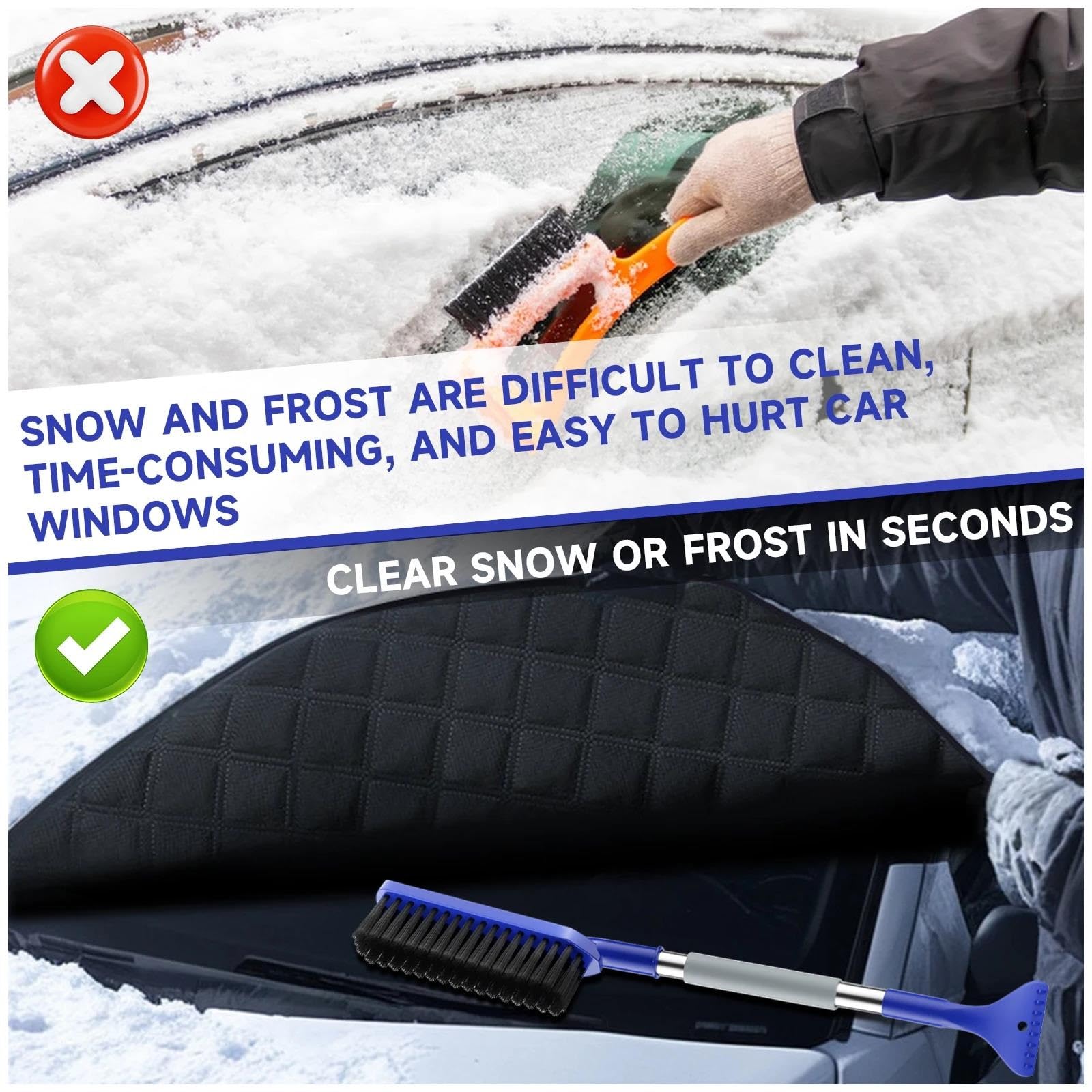 Copertura Parabrezza per Neve E Ghiaccio Parabrezza per Auto Copertura per Neve Protezione per Ghiaccio Invernale Parasole Magnetico Blocco Anteriore