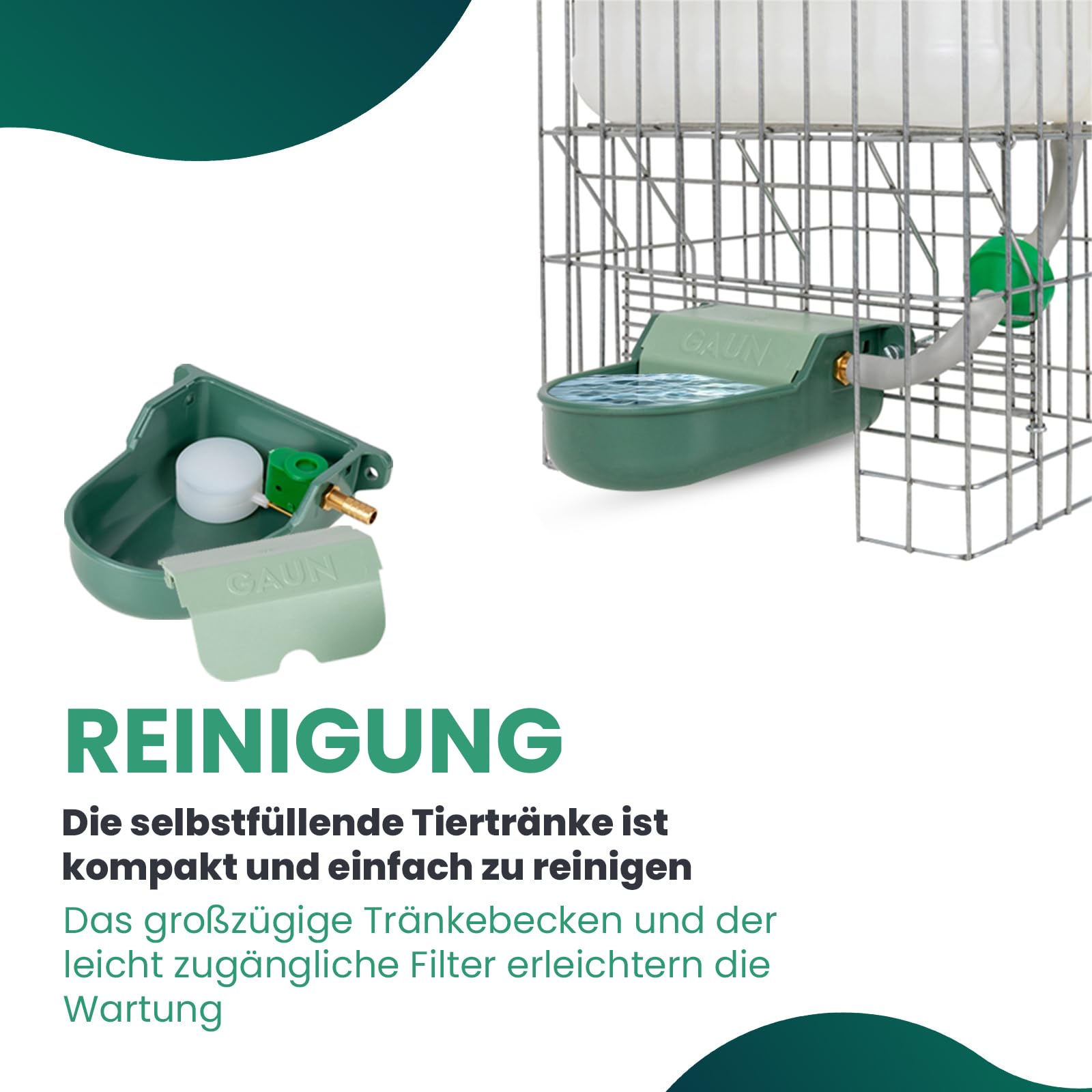 Breker Automatische Hühnertränke Metall 10 Liter [mit FILTERSYSTEM] - Selbstbefüllende Geflügeltränke -Wasserspender - Trinkbrunnen für Tiere - Ideal für Hühner, Gänse, Enten - Leichte Reinigung