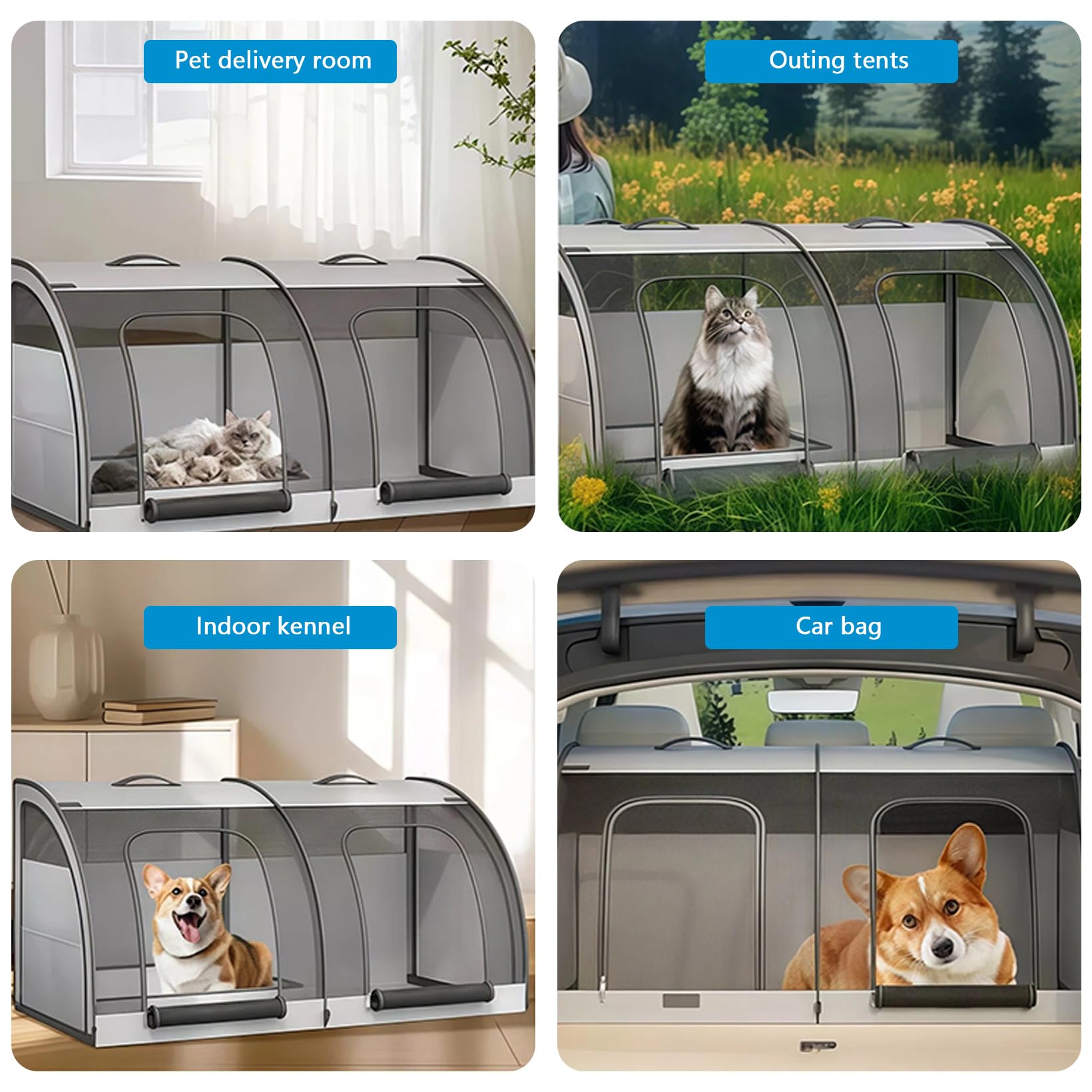 Asiento de Coche Plegable para Perros Transportín para Gatos Lavable Impermeable Caja de Transporte para Perros Extra Resistente para 2 Gatos o Perros pequeños para Picnic Viajes Turismo