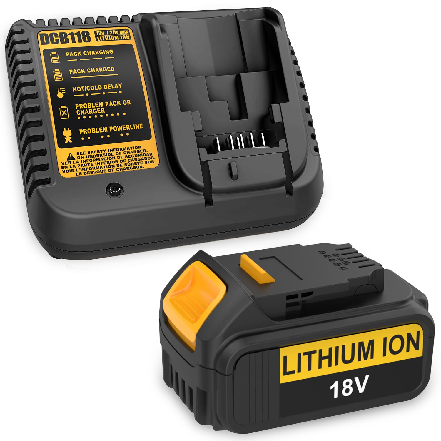 Waitley DCB184 18V 5,0Ah pour Dewalt 18V Batterie DCB180 DCB181 DCB182