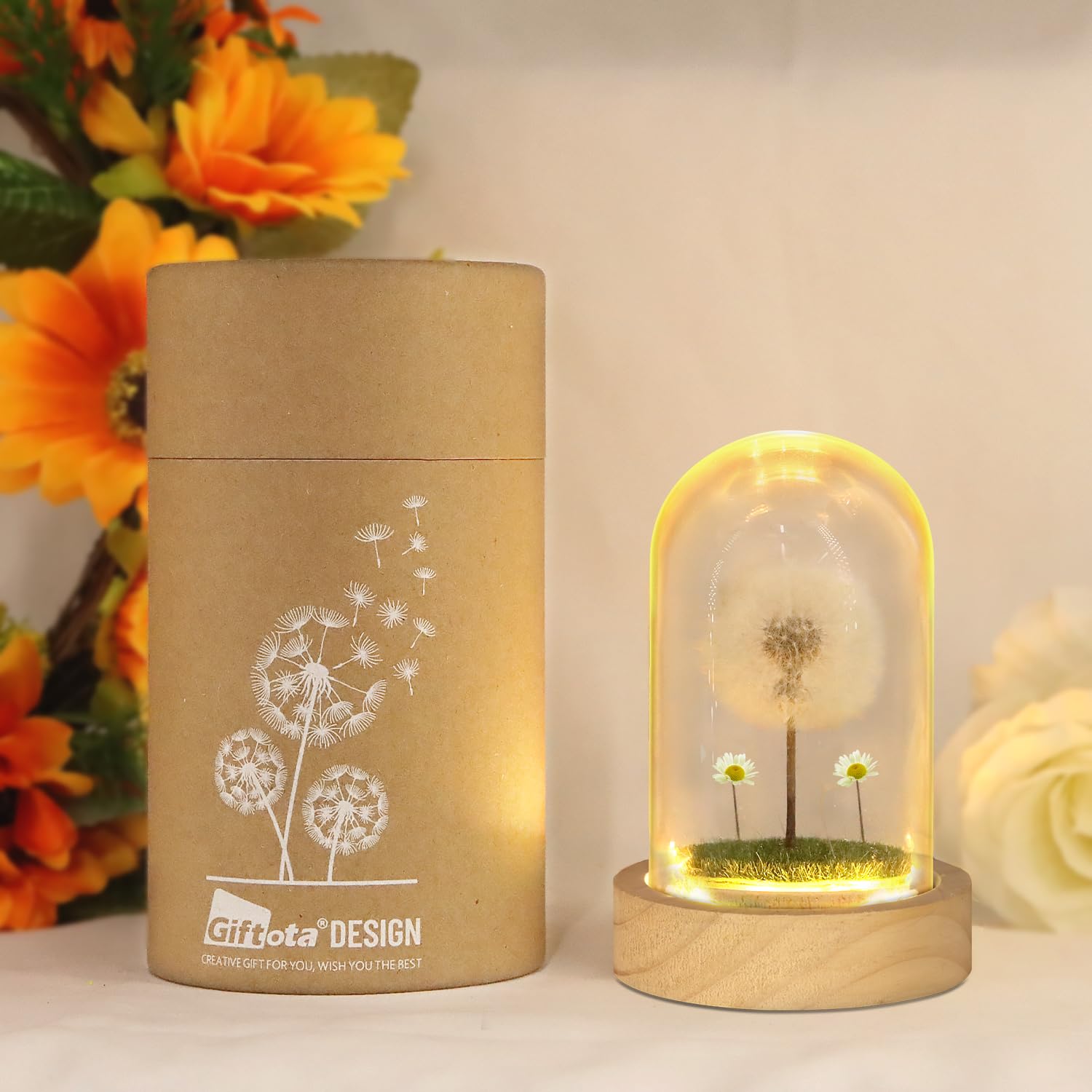 Echte Pusteblume Mit LED Nachtlicht Im Glas – Wunscherfüller Geschenk Für Valentinstag & Geburtstag