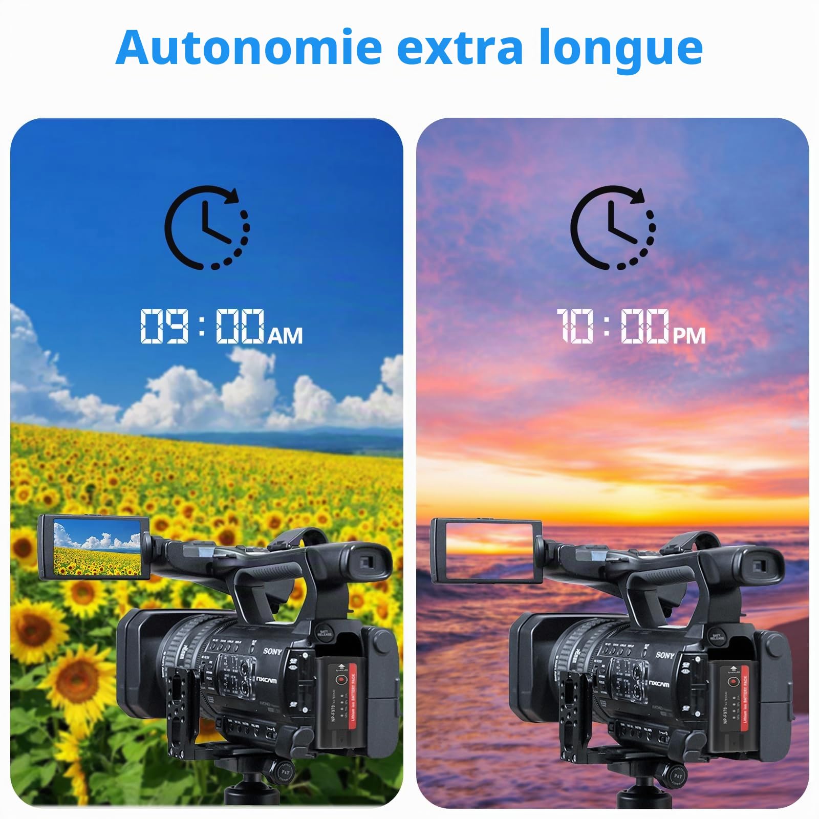 NP-F970 Batterie 2pcs NP-F960 NP-F750 NP-F930 7800mAh | 7.4V / 7800mAh Indicateur LED 1000 cycles recharge Sortie USB 5V 12M garantie + 24h support