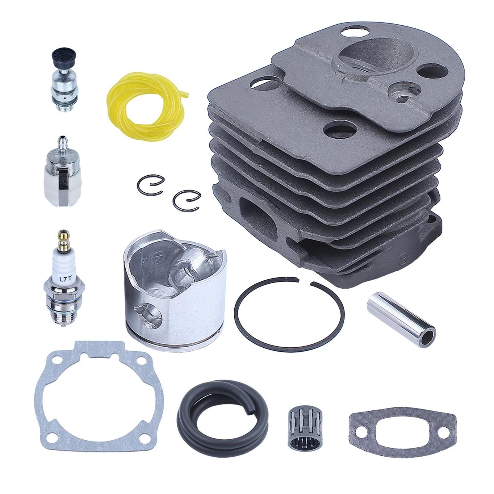 Accesorios para cortacésped Kit de pistón de Cilindro de 45mm for Motosierra 50 51 55, reemplazo de válvula de descompresión 503 60 91 71, Junta de Tubo de Filtro de línea de Combustible