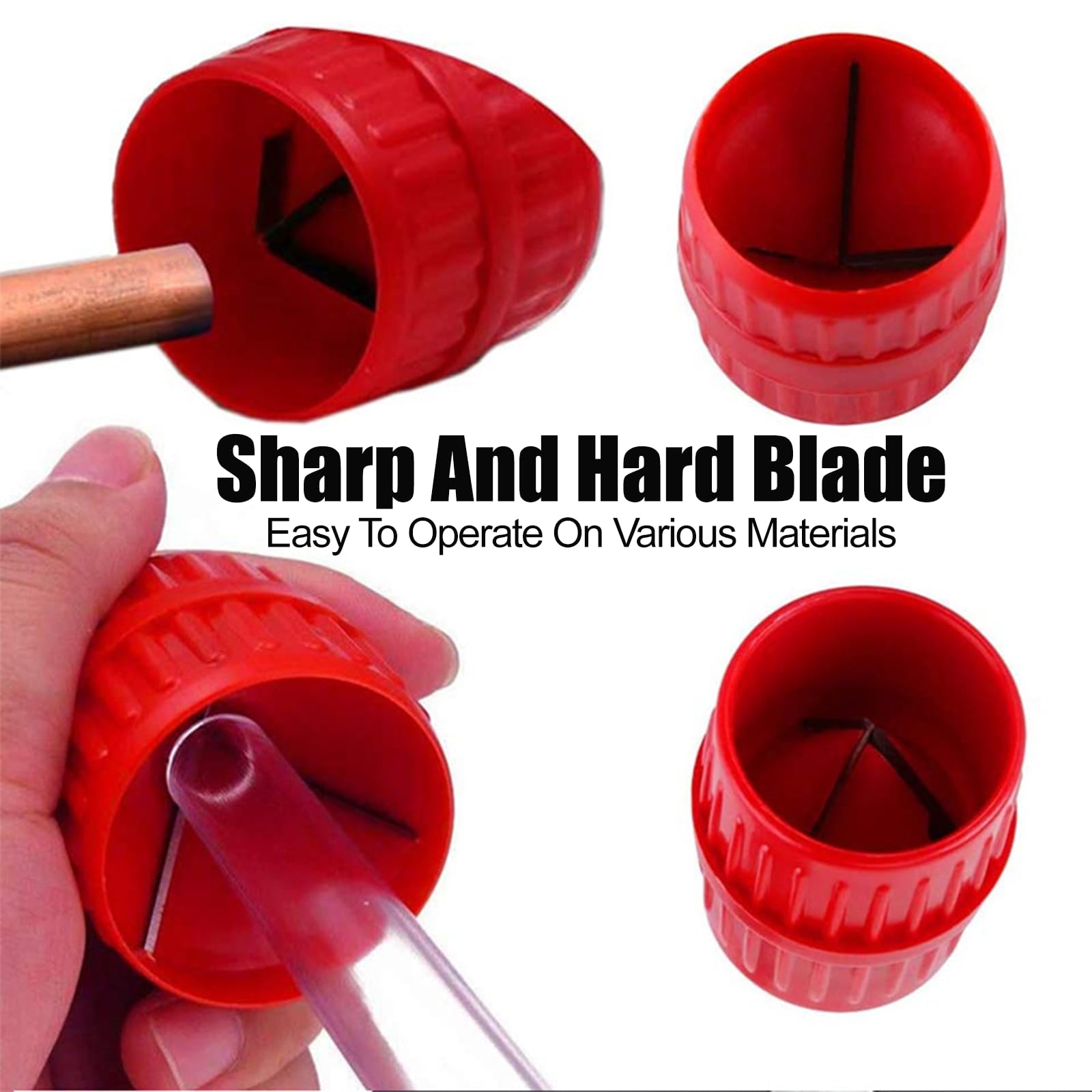 Herramienta de Desbarbado 2 en 1 Escariador Multicapa para Tuberías de Plástico y Cobre 5-38 mm Rojo