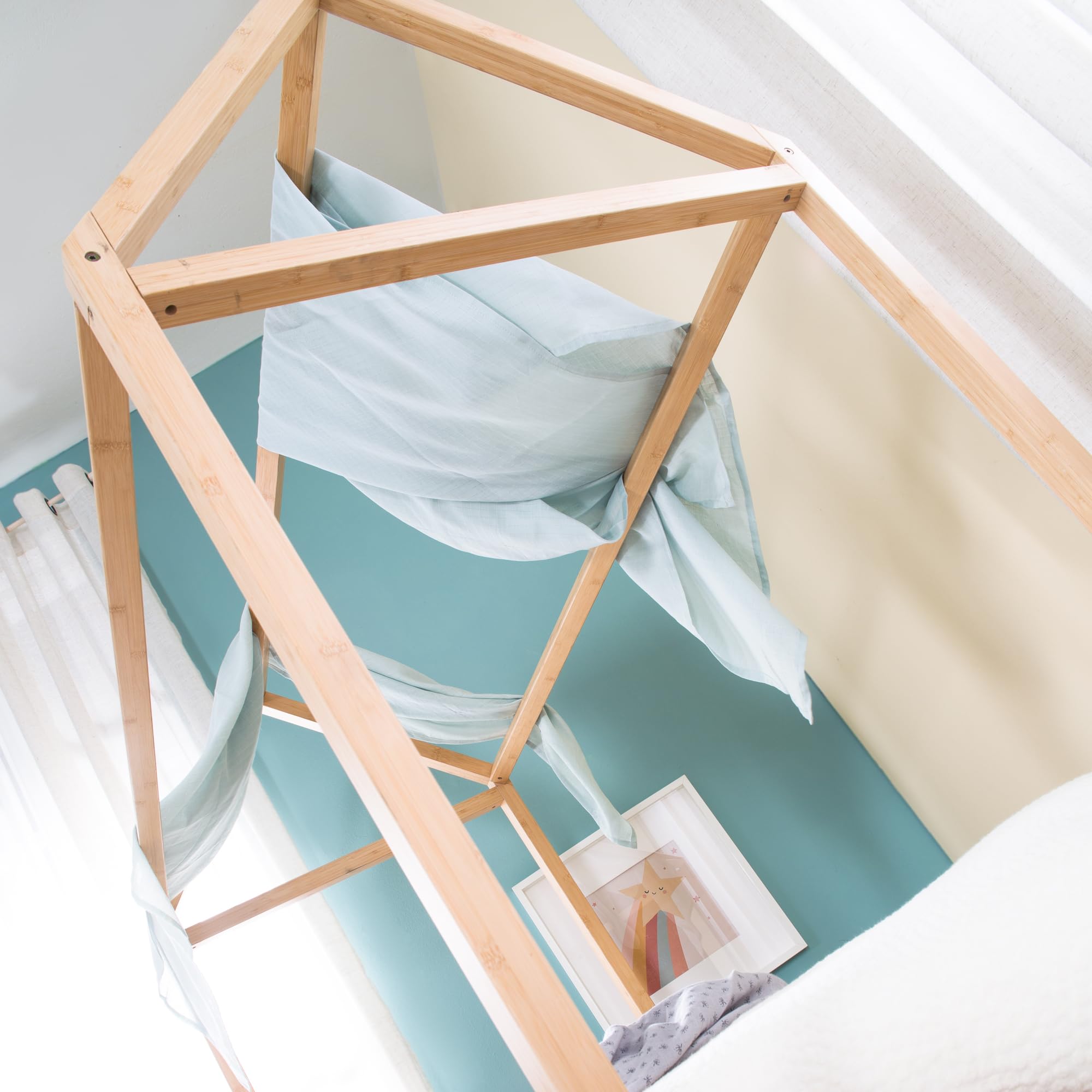 roba Hausbett Montessori 70 x 140 cm - Kinderbett aus FSC zertifiziertem Massivholz - Bambus natur