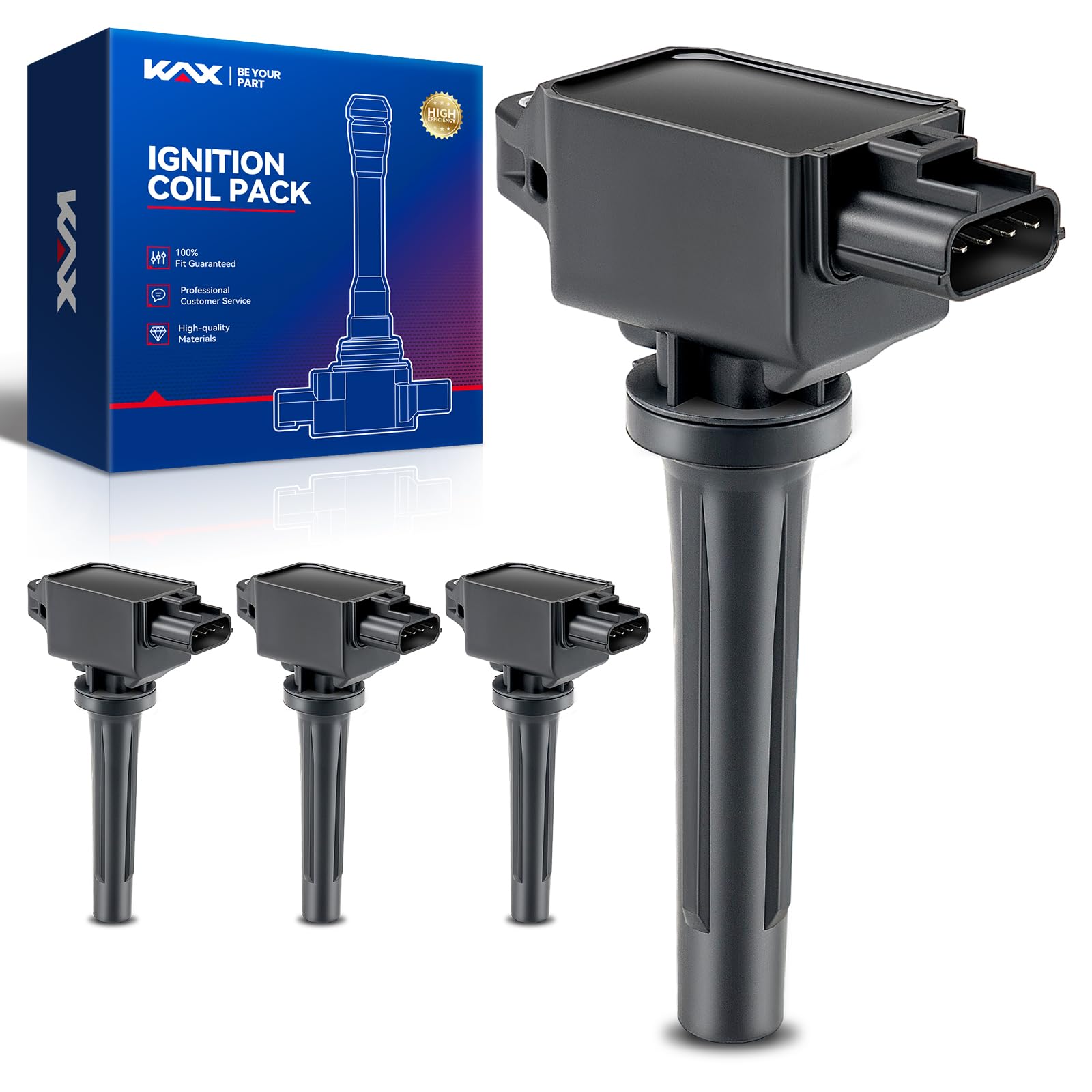 KAX Pack of 4 UF656 Ignition Coil Set for Mazda CX-5 2013-2018, 2019-2025 2.5T, 3 2014-2024, 2012-2013 2.0L, CX-30 2020-2024, 6 2014-2017, 2018-2021 2.5T, CX-9 2016-2023, UF656