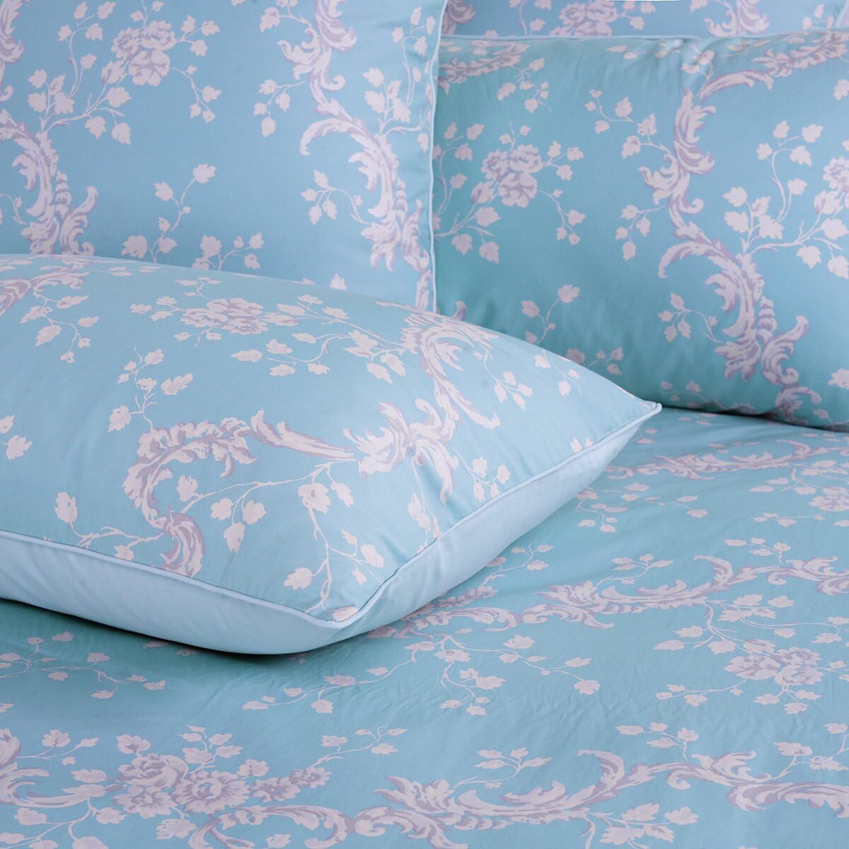 USTIDE Cotton Duvet Cover Set 3-Piece Shabby Blue Botanical Farmhouse Bedding French Country Bed Cover with 2 Matching Pillowcases,Super King - Image 2