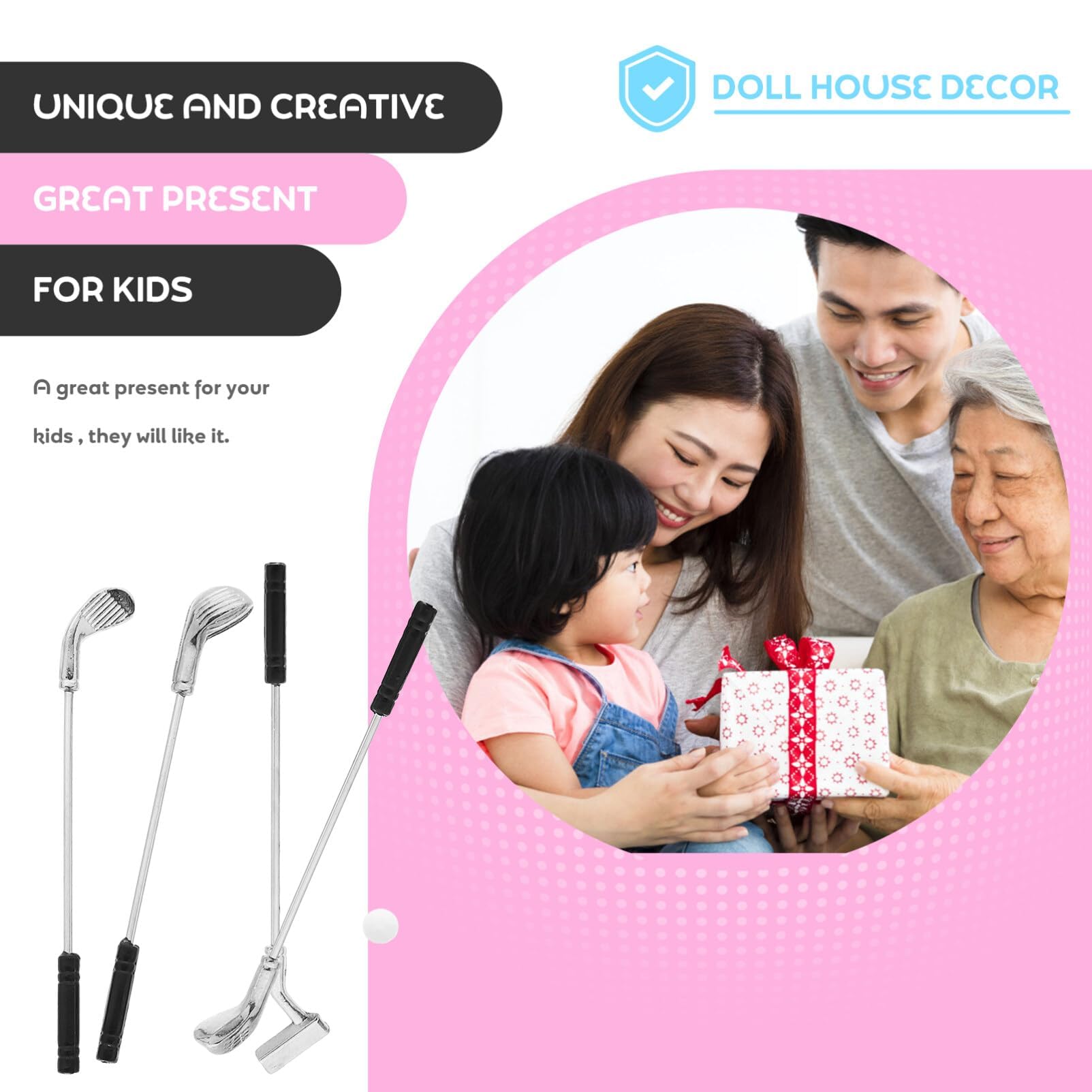 Dollhouse Miniature Golf Set Miniature Model Golf Club Mini Golf Clubs for Kids 1: 12 Doll House Toys Furniture Accessory - Image 4