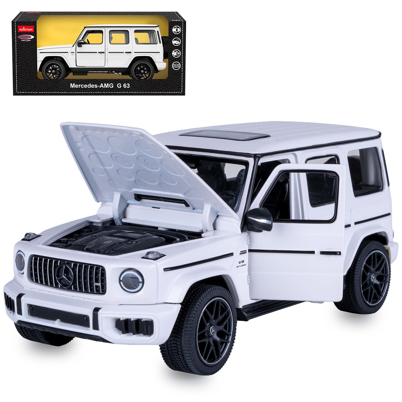JAMARA Mercedes-AMG G 63 Diecast 402265 Voiture Miniature en métal à Collectionner Blanc 1:24 Idée Cadeau
