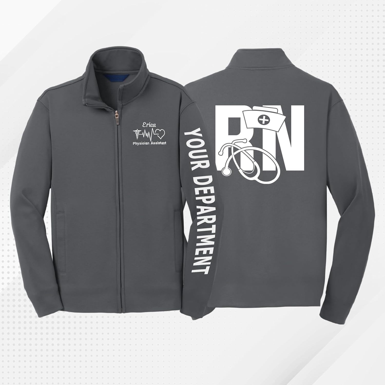 Custom Embroidered Nurse Fleece Jacket, RN CNA LPN Medical Zip Up Coat, Personalized Nursing Jacket,Gift for Nurse 1