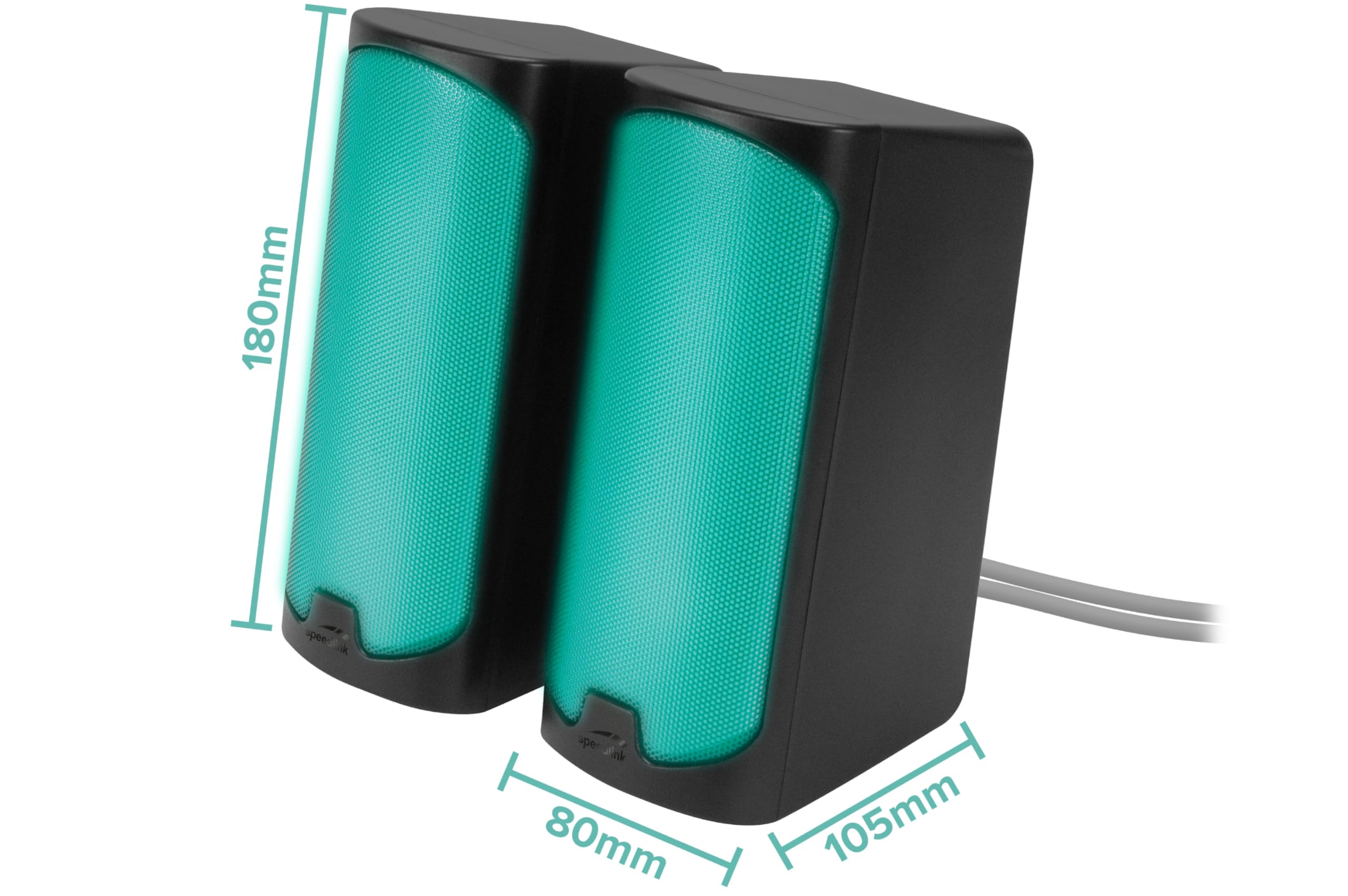 Speedlink Tonos RGB Gaming PC Speaker Bluetooth - głośniki gaming RGB stereo, złącze jack 3,5 mm lub Bluetooth, 12W, aktywny głośnik PC z różnymi trybami oświetlenia, czarny