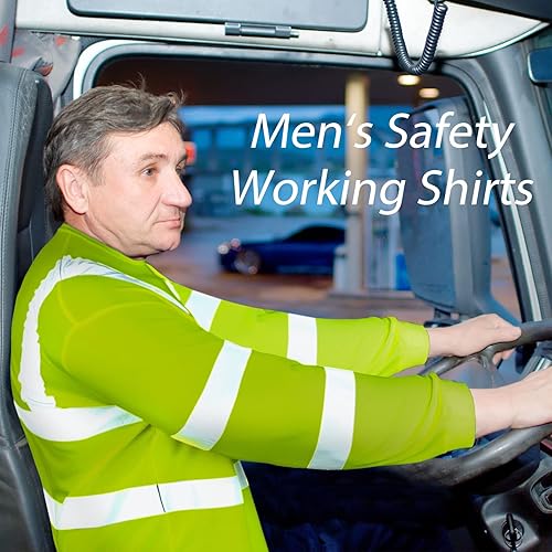 Miniatura 7 de Paquete de 6 camisas de seguridad de alta visibilidad, talla XL, reflectantes, de manga larga, para hombre, color amarillo, transpirable, unisex,