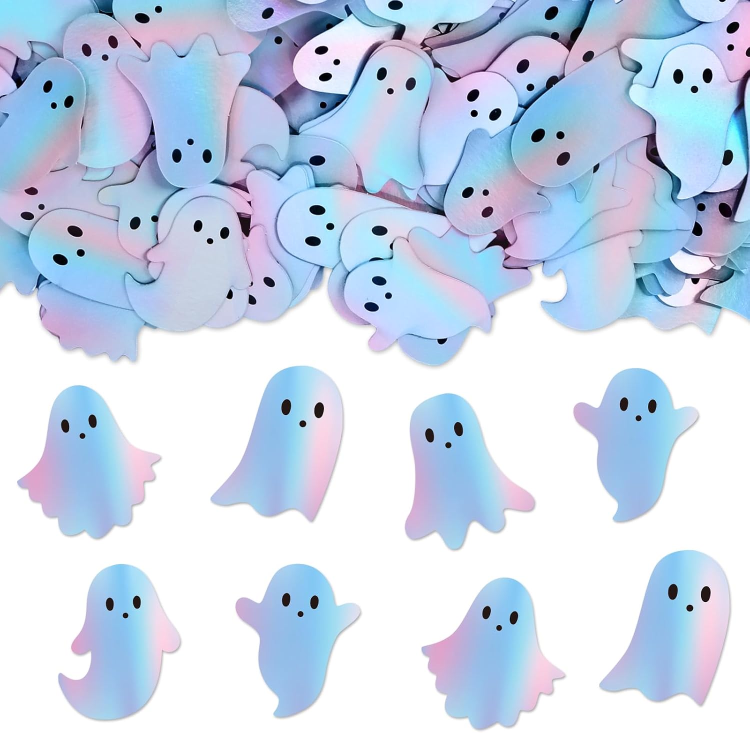 Whaline 300Pcs Halloween Table Confetti Color-Changing Holographic Ghost Table Centerpieces for Holiday Party Supplies