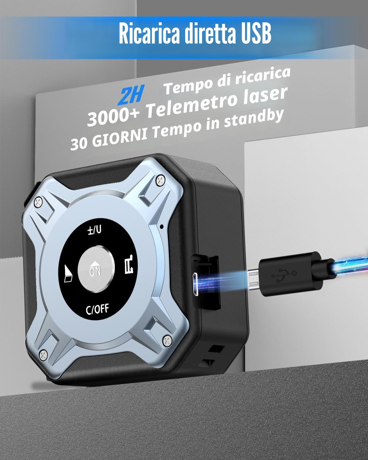 Metro a Nastro Laser 2-in-1, 40m Metro Laser e 5m Metro a Nastro, USB-C Fast Charging Misuratore Laser, Digitaledisplay HD per Pitagora/Misura Distanza/Area/Volume, M/In/Ft, per DIY e Home Deco, IP56