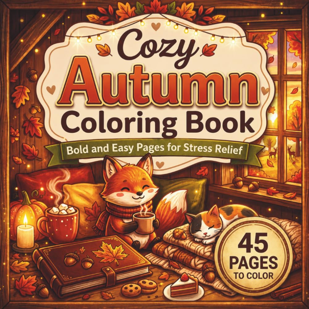 Cozy Autumn Coloring Book: Bold and Easy Pages for Stress Relief