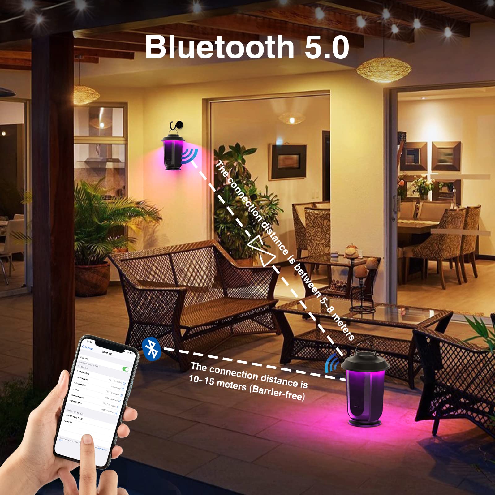 Onforu 2 Pack Outdoor Bluetooth Speakers, True Wireless Lantern Speaker