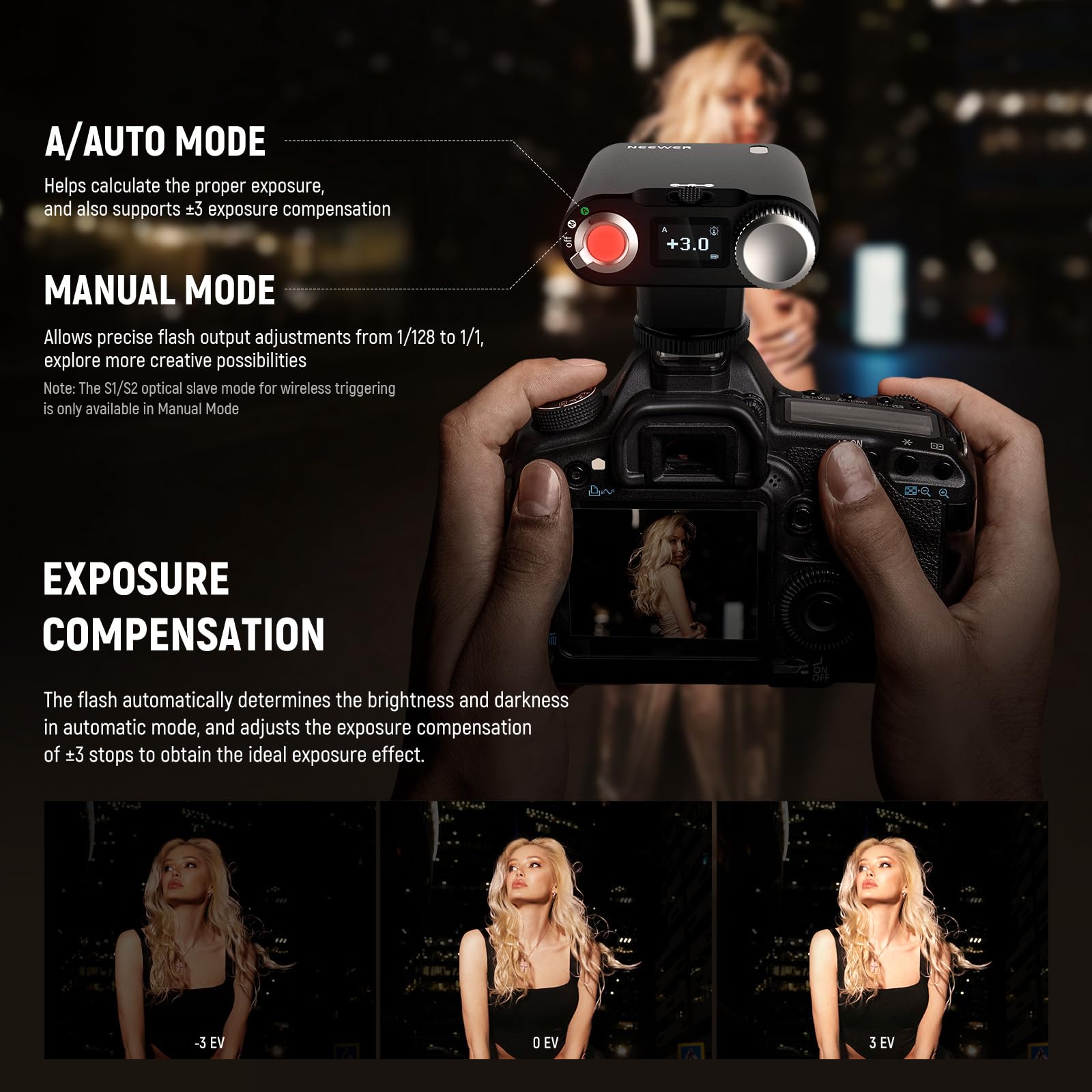 NEEWER Z160 Single Contact Camera Flash Compatible with Canon Nikon Sony Fuji Olympus Cameras, 22Ws GN14 6000K Speedlite, A/M Mode 1/1-1/128 Power, 1100mAh Battery 650 Full Power Light 1.5s Recycling