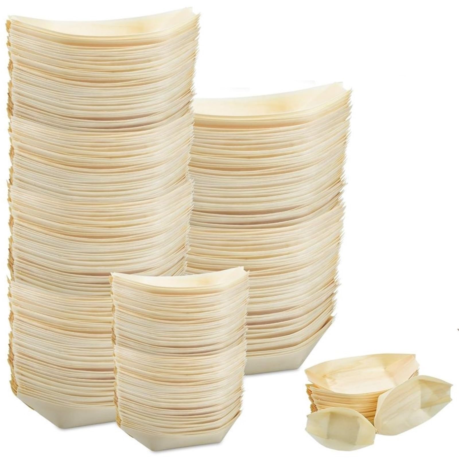 500 Pcs Bamboo Plates Disposable Wooden Boat Trays for Appetizers Sushi Serving