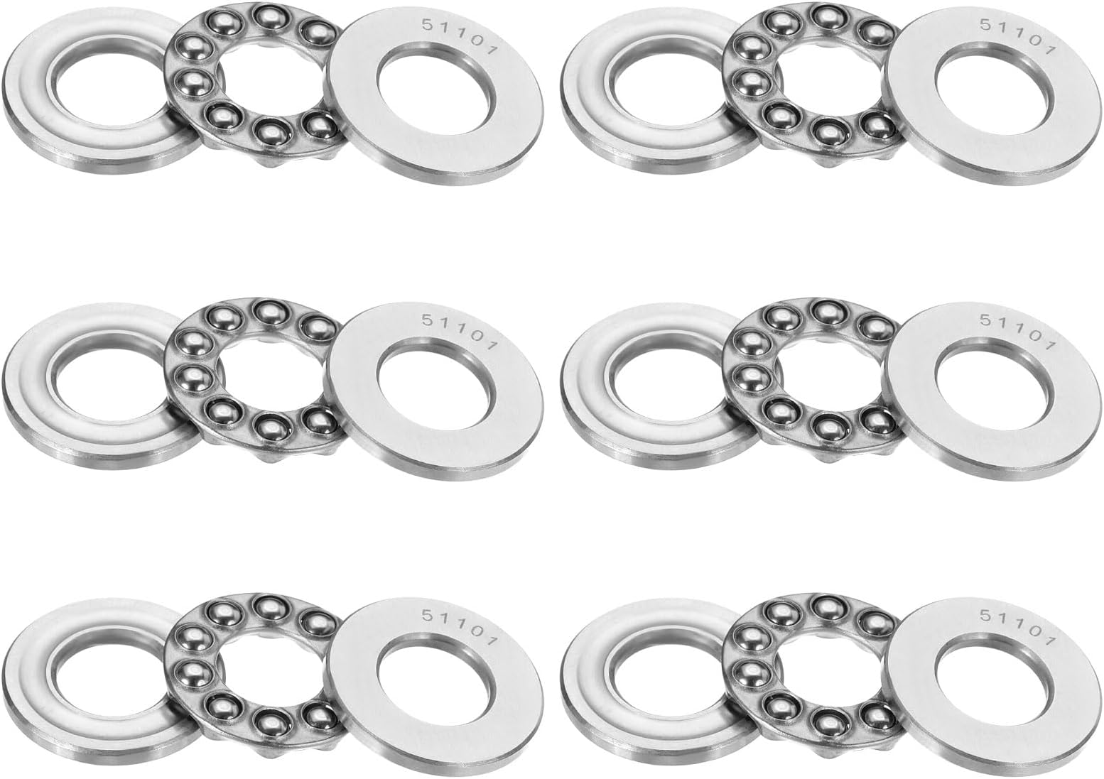 PATIKIL 51101 Thrust Ball Bearings 12x26x9mm, 6 Pcs Chromium Steel (GCr15) Miniature Single Row Roller Miniature Ball Bearings for Conveyor Systems Machine Tools, Silver