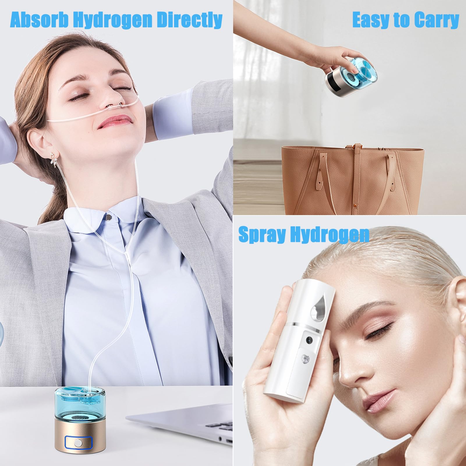 Botella de agua con hidrógeno, máquina ionizadora de agua portátil de carga USB,generador de agua ionizada contenido de hidrógeno ≥6000 ppb(plata,400ML)
