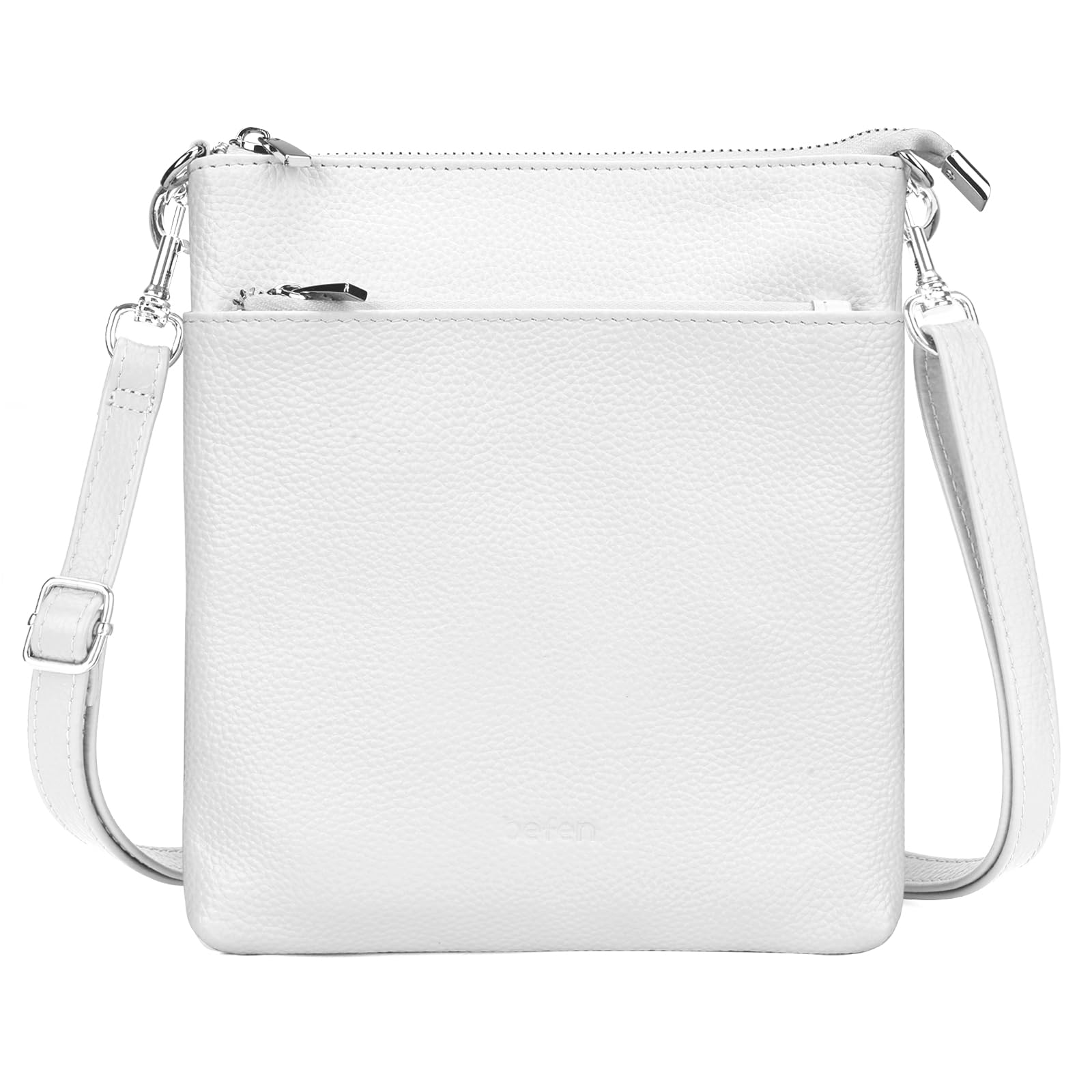 befen Echtleder Umhängetasche Damen Mittelgroß, Handtasche Damen Leder mit Handyfach, Klein Crossbody Bag Handytasche zum Umhängen mit Verstellbar Abnehmbar Schultergurt