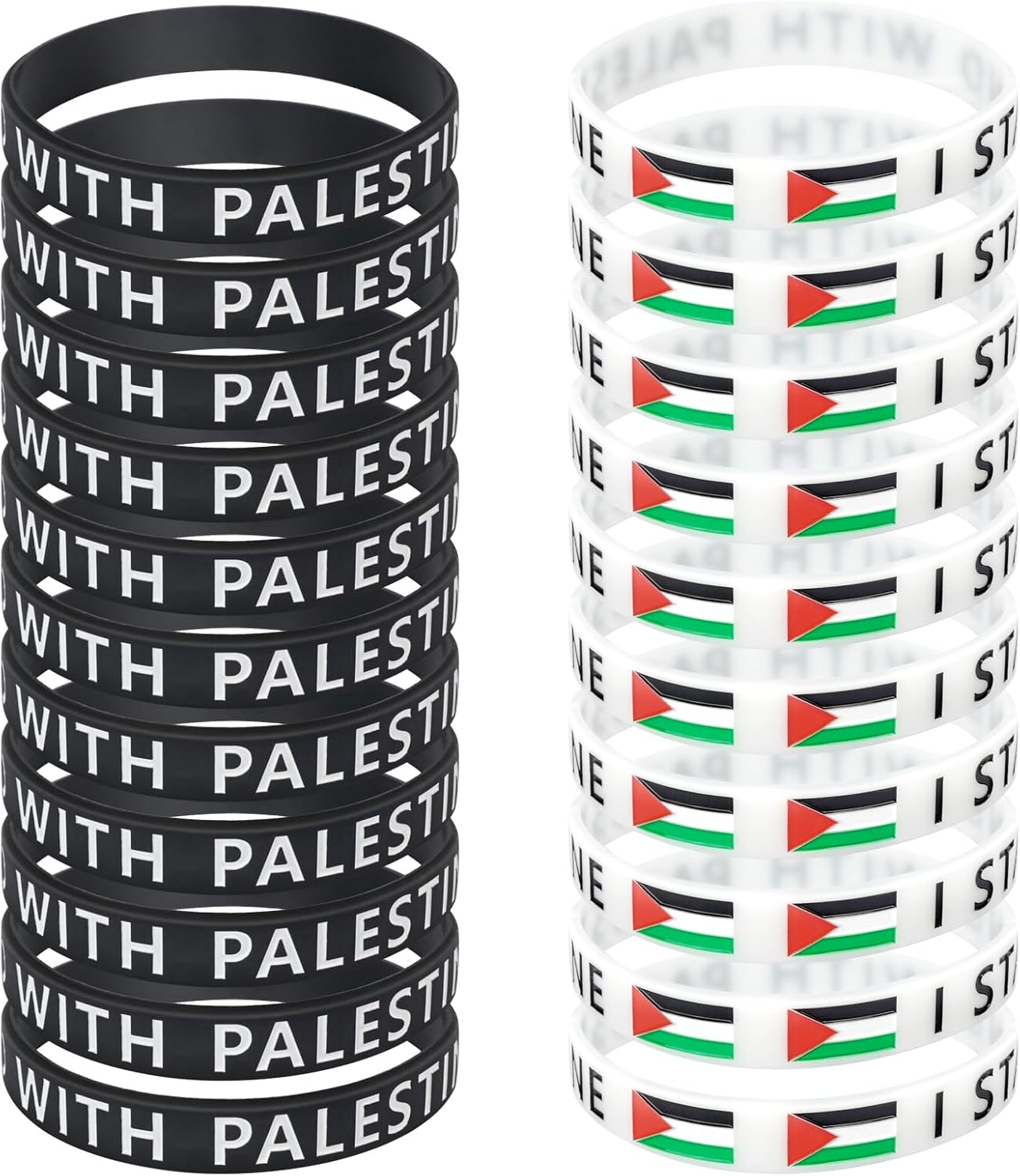 20 Pack Palestine Flag Bracelet I Stand with Palestine Silicone Wristbands Sports Unisex