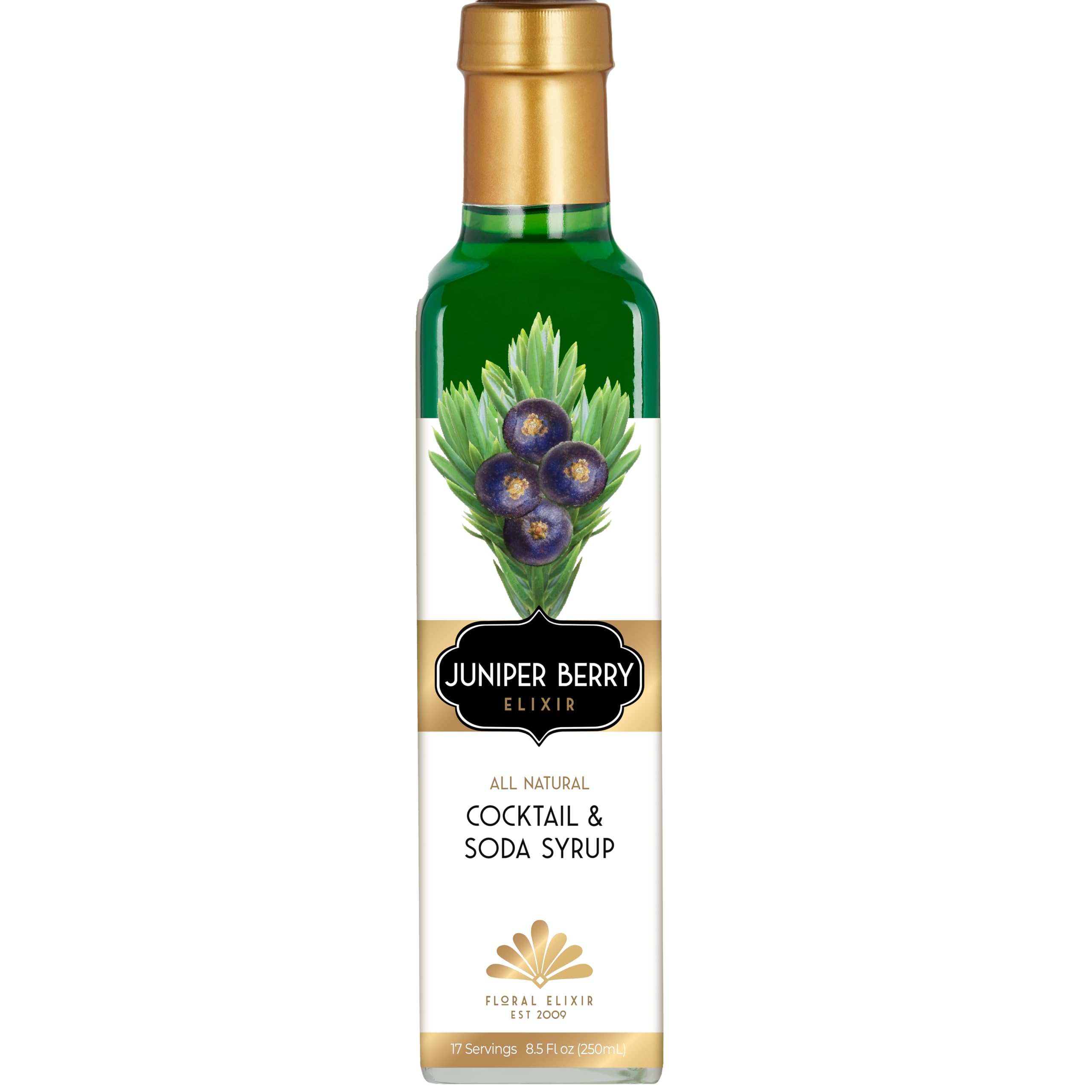 Floral Elixir Co. - All Natural HERB Syrup for Cocktails & Sodas, 8.5 oz (Juniper Berry)