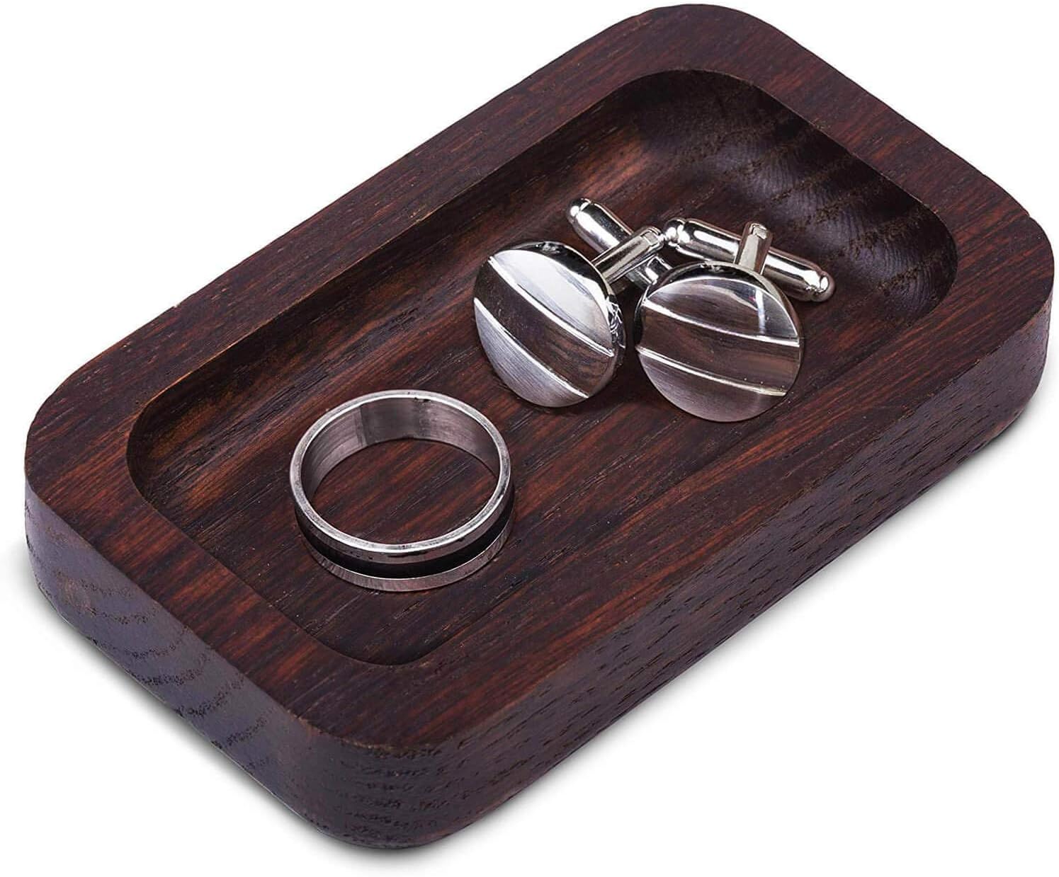 Prazoli Men's Ring Holder For Jewelry Wooden Ring Dish