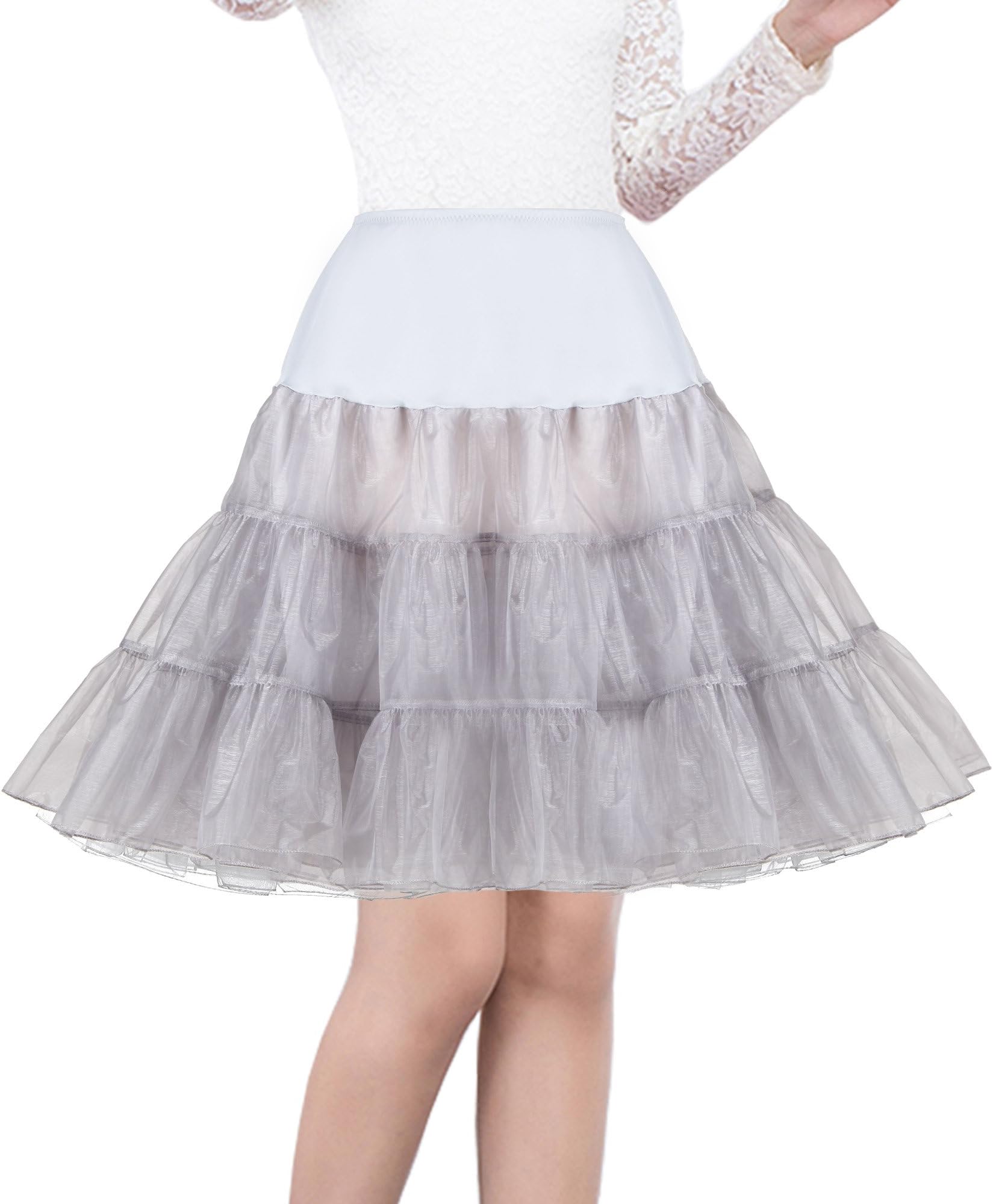 SHIMALY Women's 50s Vintage Petticoat 26" Crinoline Rockabilly Tutu Skirt Slip
