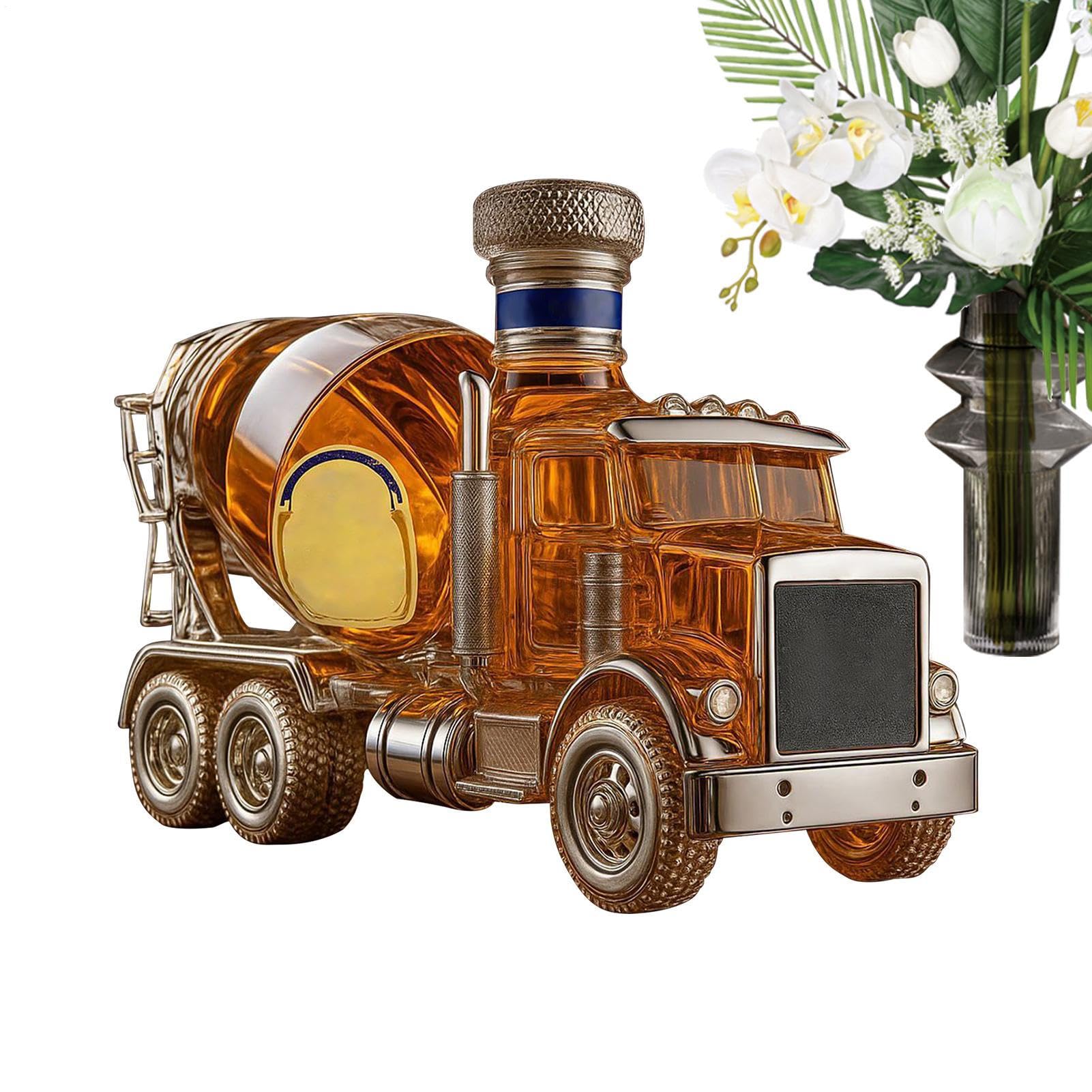 Whiskey Decanter, Truck Shape Glass Whiskey Decanter, Humorous Wine Bottle for Birthday Christmas Wedding Housewarming Bar Home Party Celebration Wine Beer Alcohol Liquor Gift