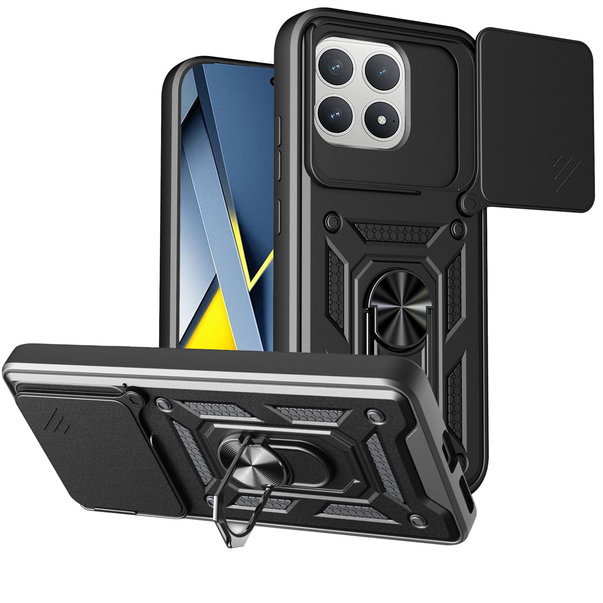 Custodia ESHUYI Per Xiaomi Poco F8 Pro, Con Supporto Invisibile E Magnete Per Auto, Rosso, Protezione Militare - 2
