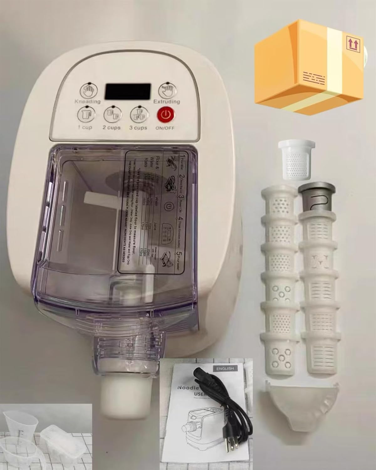 Fully Automatic Noodle Machine, Electric Pasta Machine, 13 Molding Molds, Suitable For Kitchen Homemade Noodles, Pasta, Etc., Flour Capacity 500g, White, 260w