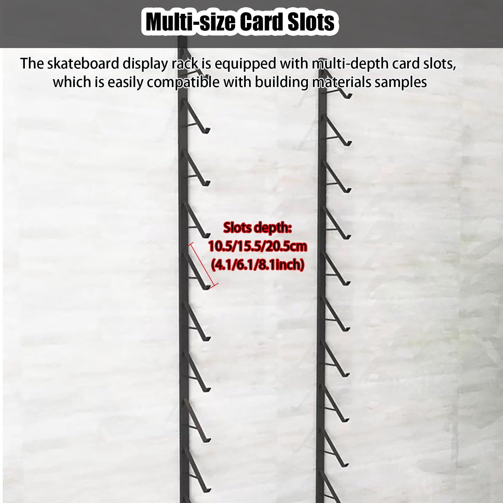 Scaffale fissato al muro di stoccaggio delle mattonelle del pavimento, banco di mostra della porcellana del metallo, scaffale del campione del materiale da costruzione alto 140cm per il deposito dei