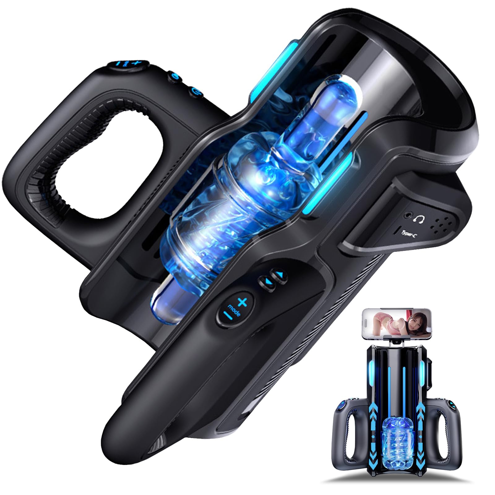 Elektrischer Masturbator Handfrei Cup Mit 10 Stoßfunktion Teleskopfunktion Massagefunktion,Taschenmuschi Masturbieren Für Männer Penis Masturbatoren